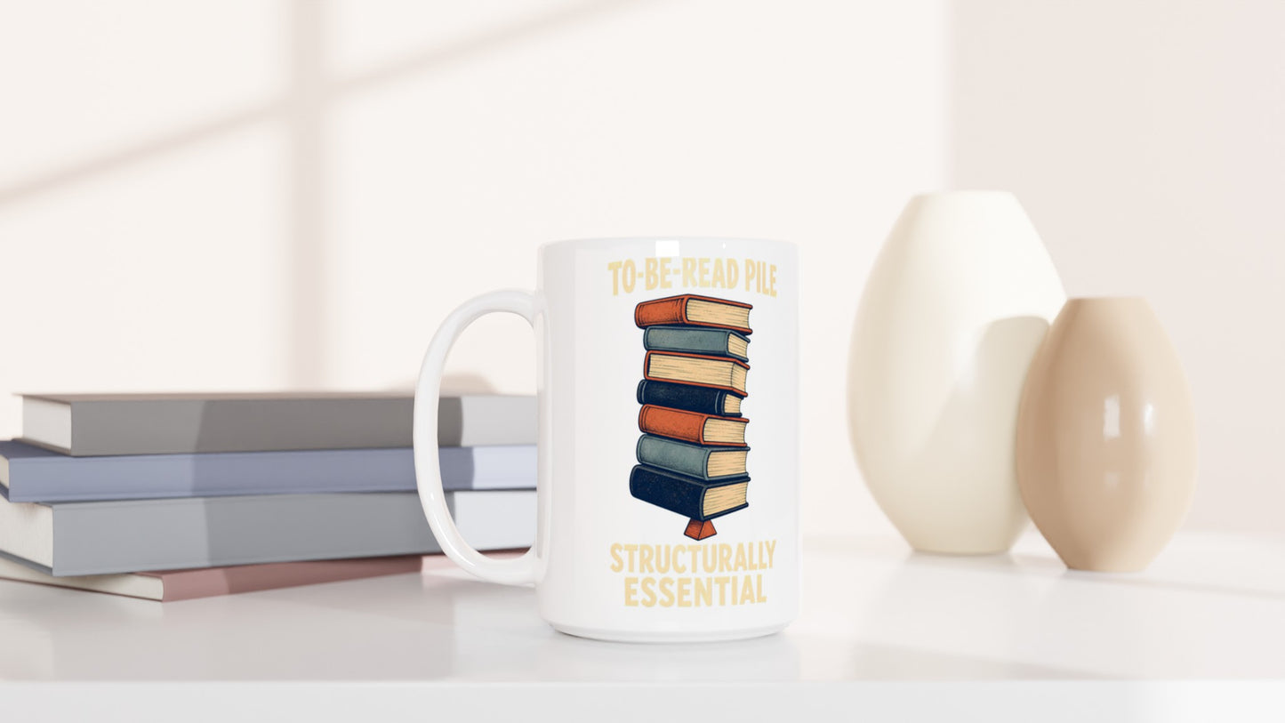 To-Be-Read Pile: Structurally Essential Book Graphic Large Mug — product view 6
