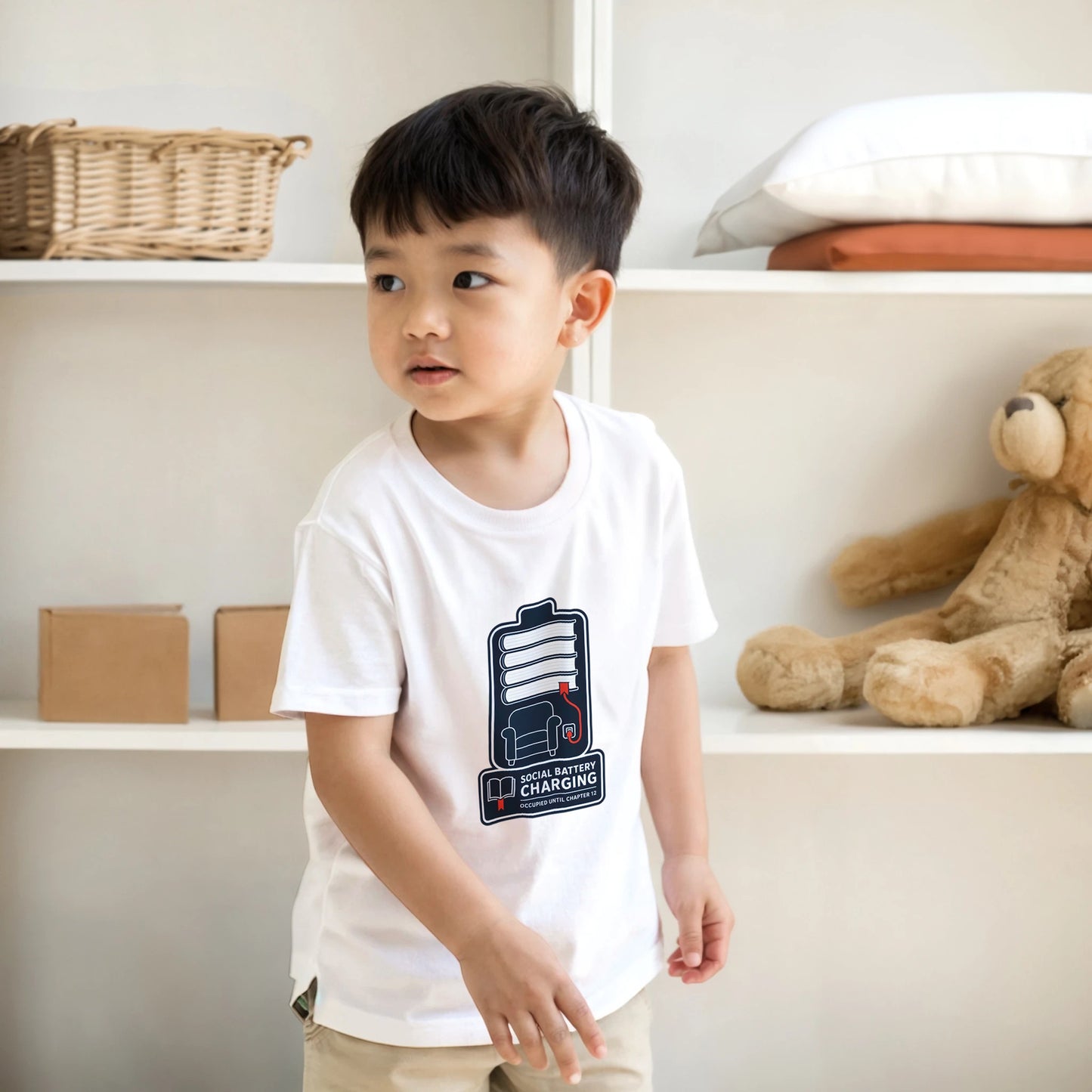 Social Battery Charging Kids' T-shirt — product view 17