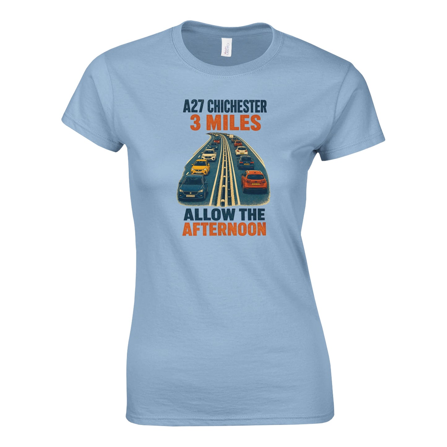 A27 Chichester – 3 Miles, Allow the Afternoon Women's T-shirt — product view 11