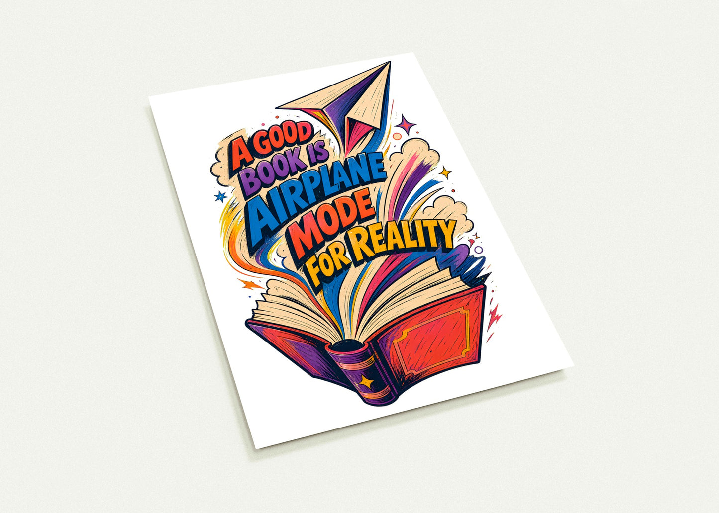 A Good Book Is Airplane Mode for Reality Postcard Pack — product view 3