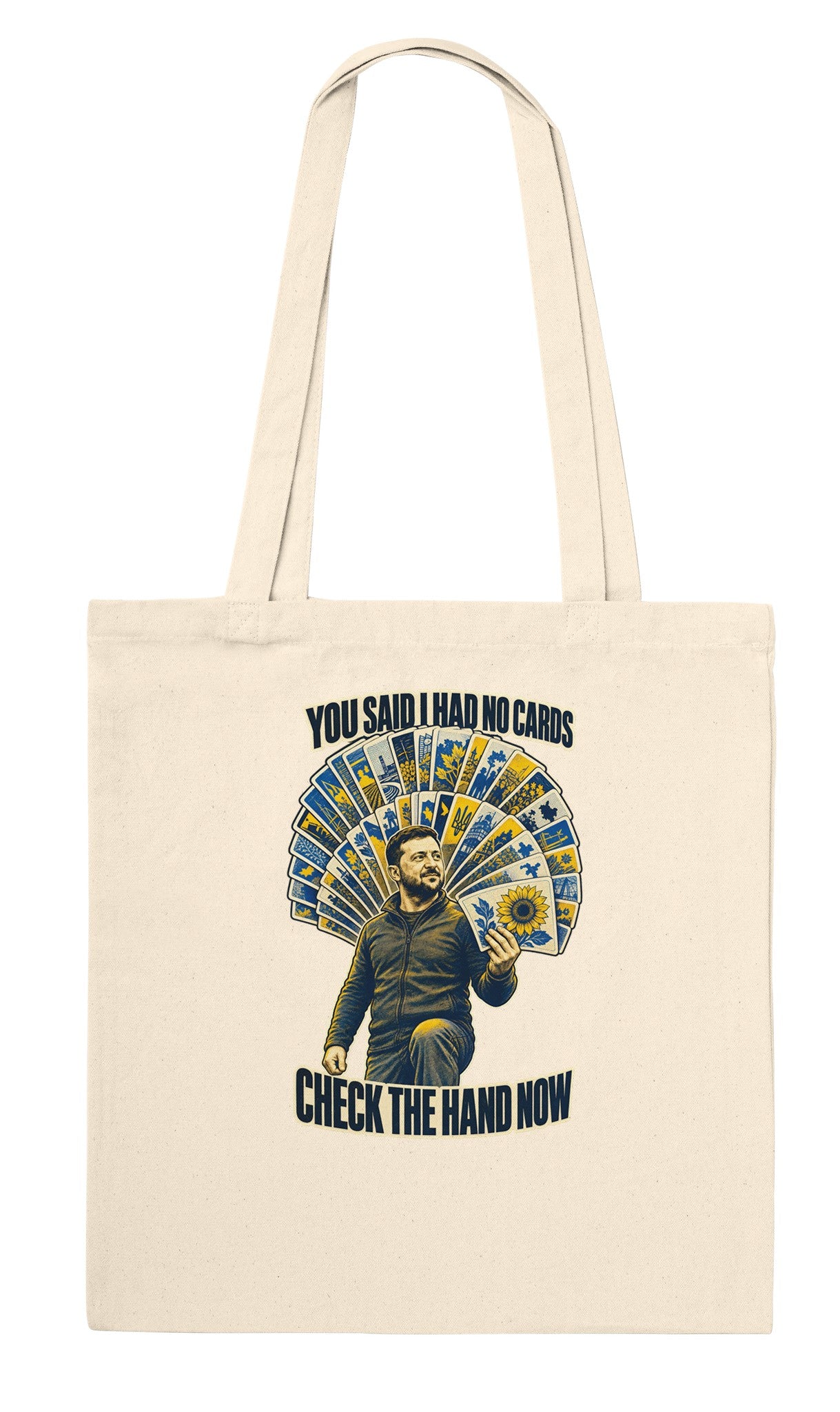 You Said I Had No Cards – Zelenskyy Satire Tote Bag — product view 6