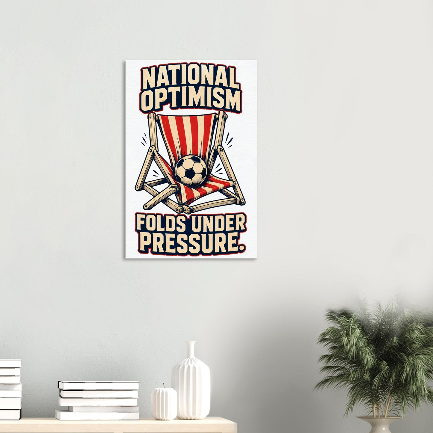 National Optimism Folds Under Pressure Football Canvas — product view 4