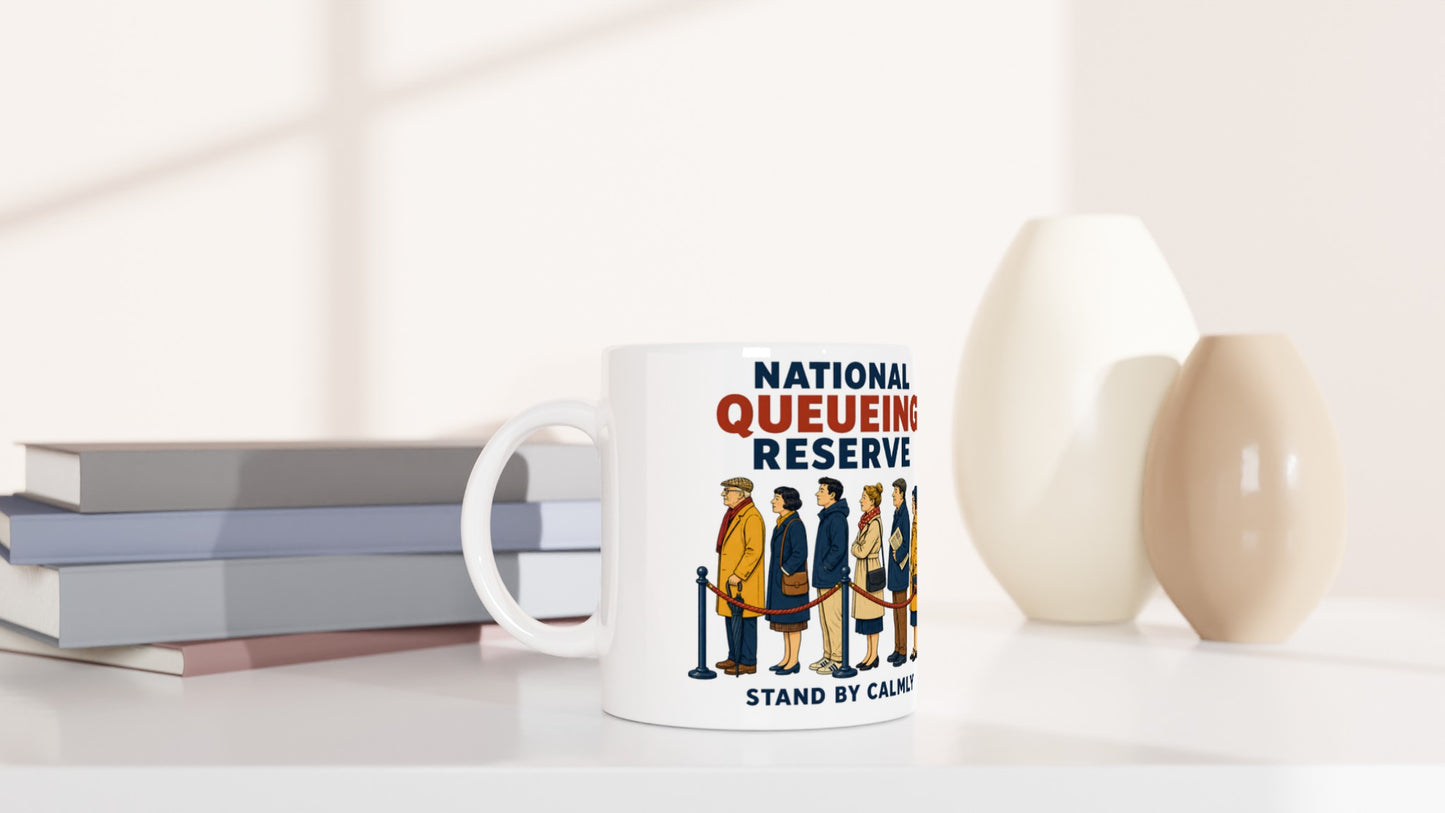 National Queueing Reserve – British Queue Graphic Mug — product view 5