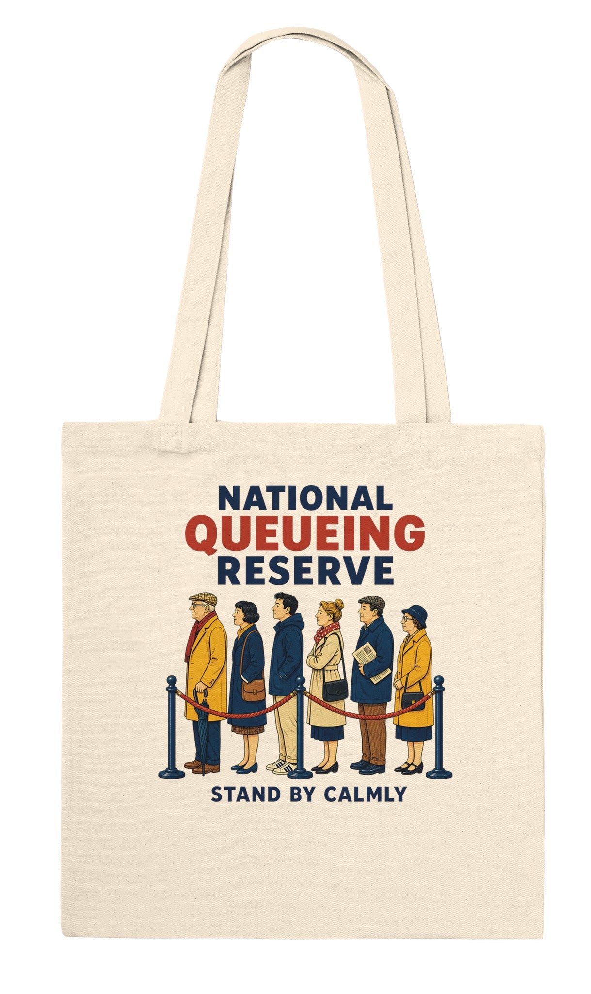 National Queueing Reserve – British Queue Graphic Tote Bag — product view 6