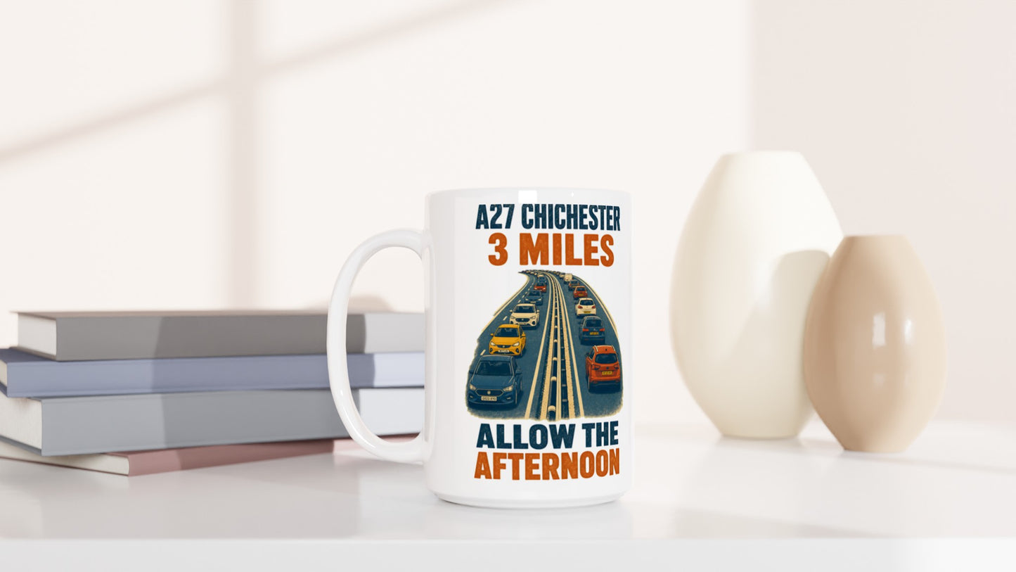 A27 Chichester – 3 Miles, Allow the Afternoon Large Mug — product view 6