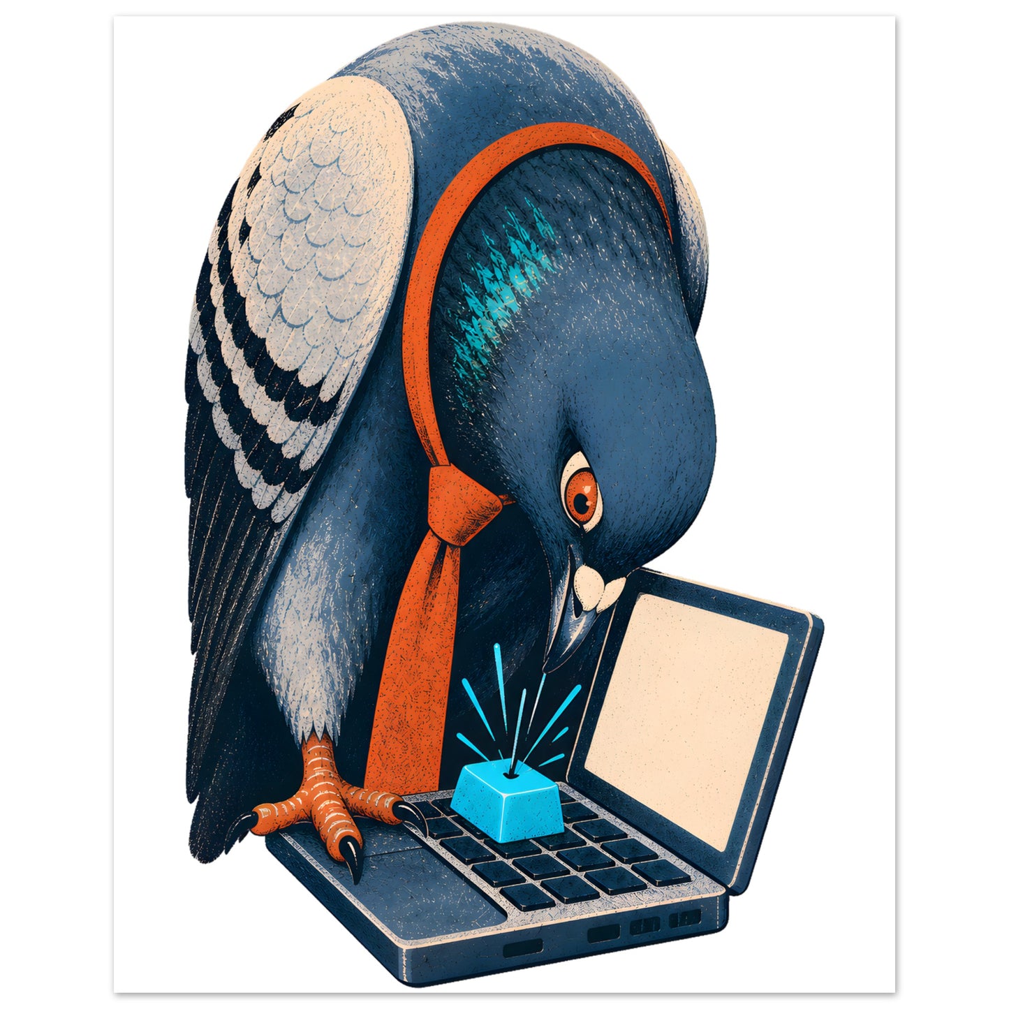 Pigeon Hits Send Aluminium Print — product view 2