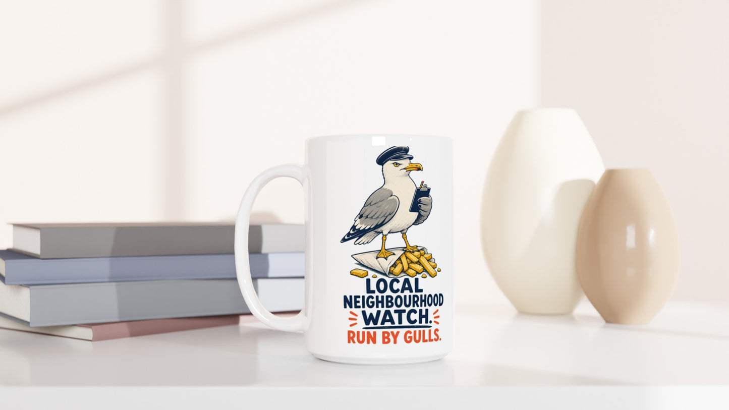 Local Neighbourhood Watch: Run by Gulls Large Mug — product view 6