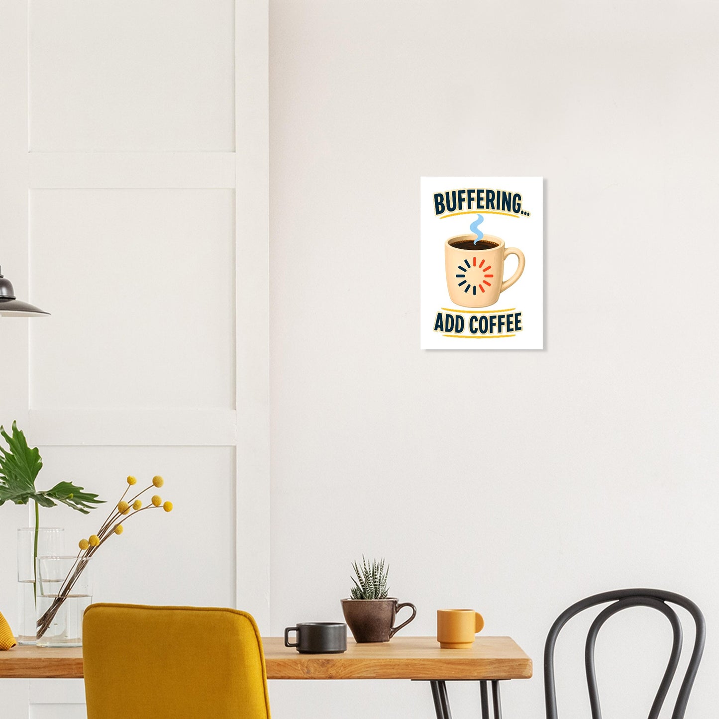 Buffering... Add Coffee — Outlined Loading Mug Graphic Poster — product view 10
