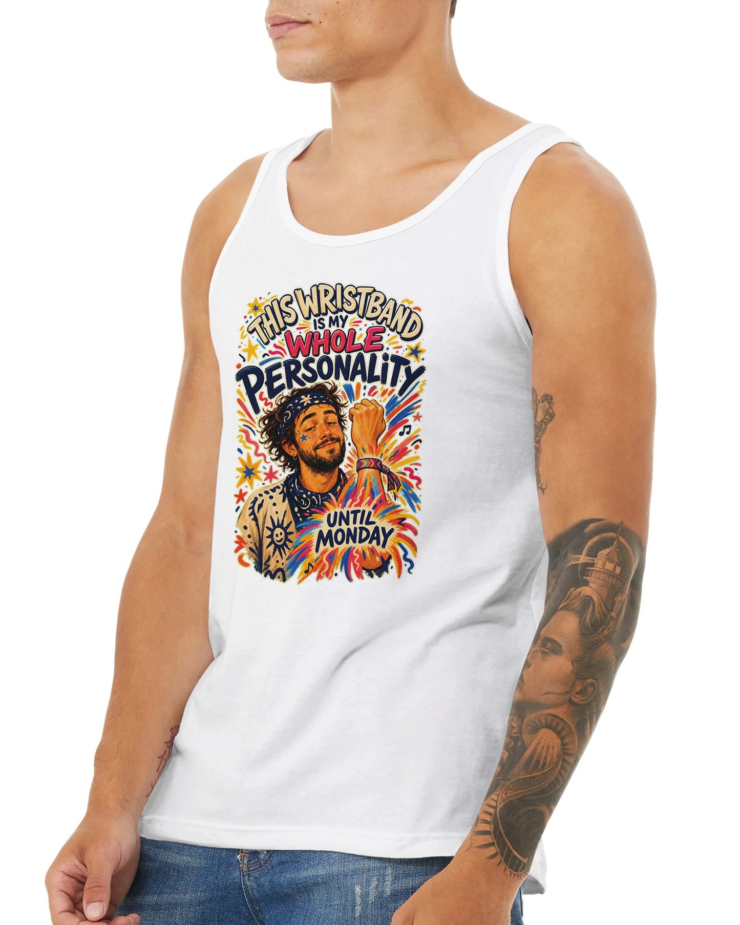 This Wristband Is My Whole Personality Until Monday Premium Unisex Tank Top — product view 16