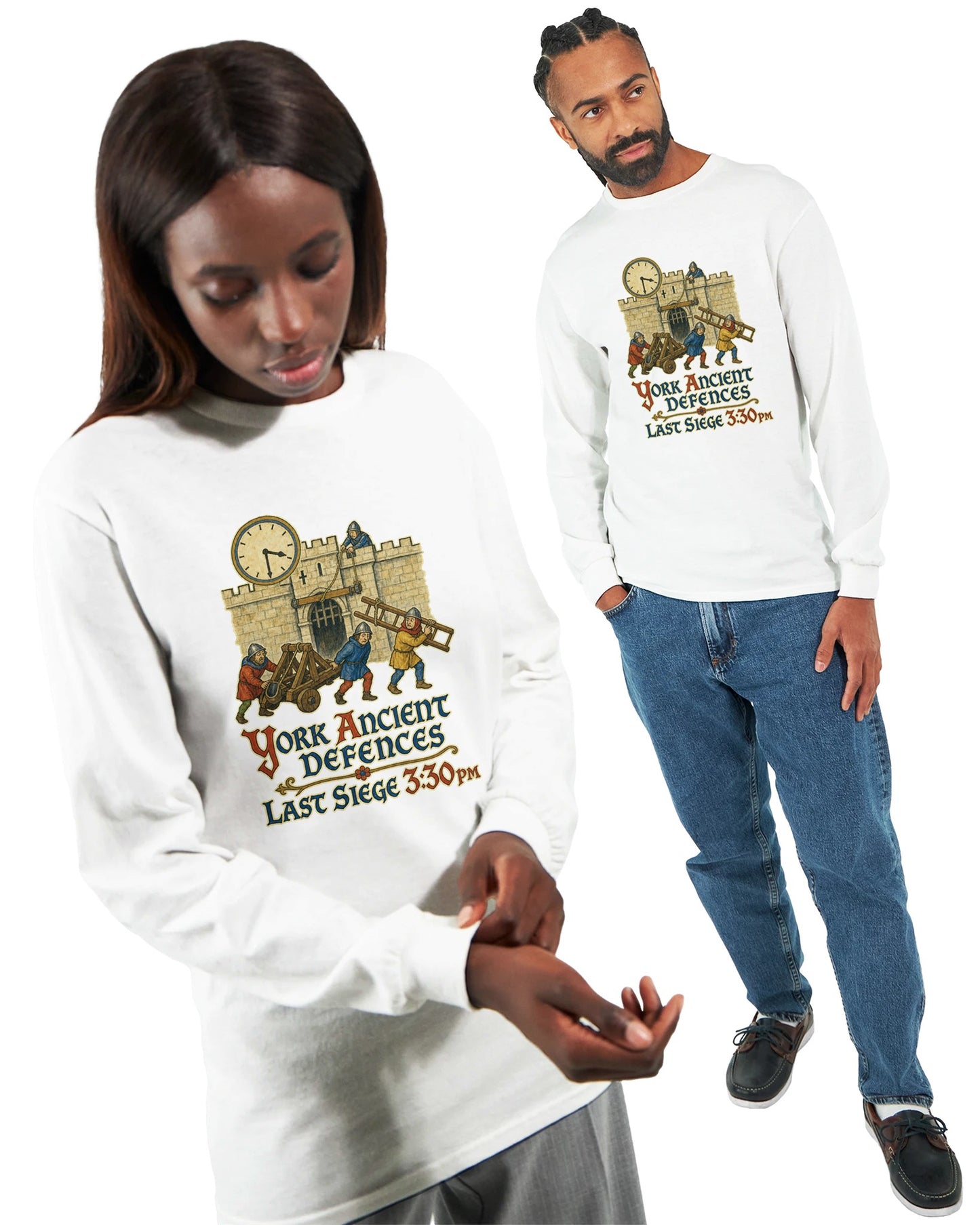 York Ancient Defences – Last Siege 3:30pm Long-Sleeve T-shirt — product view 2