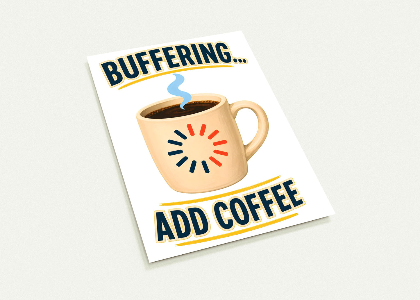 Buffering... Add Coffee — Outlined Loading Mug Graphic Postcard Pack — product view 3