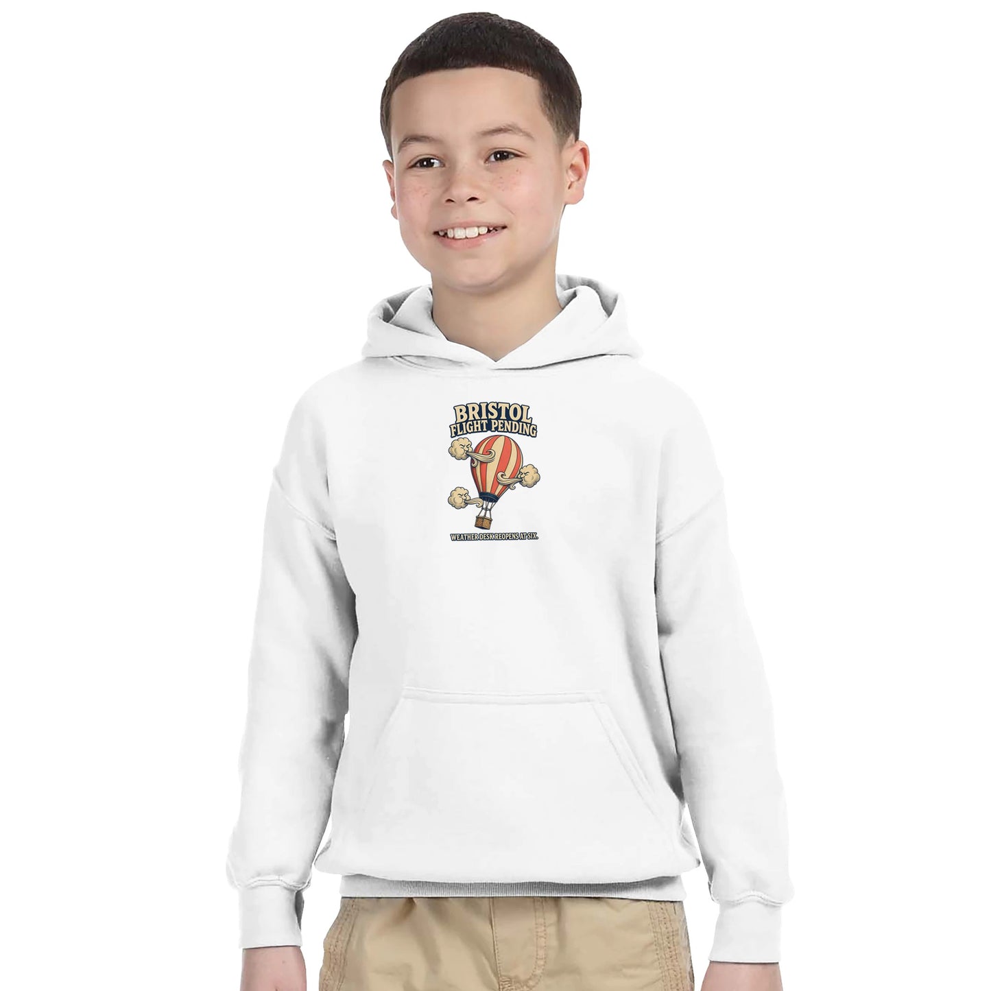 Bristol Flight Pending – Weather Desk Kids' Hoodie — product view 14