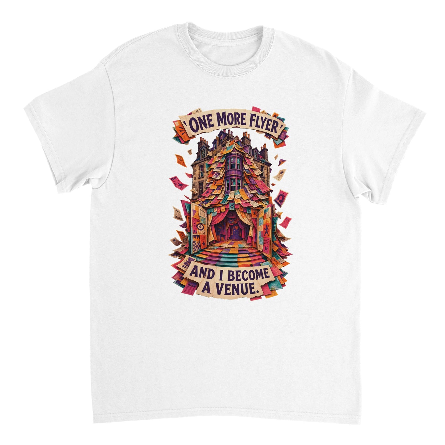 One More Flyer and I Become a Venue T-shirt — product view 17