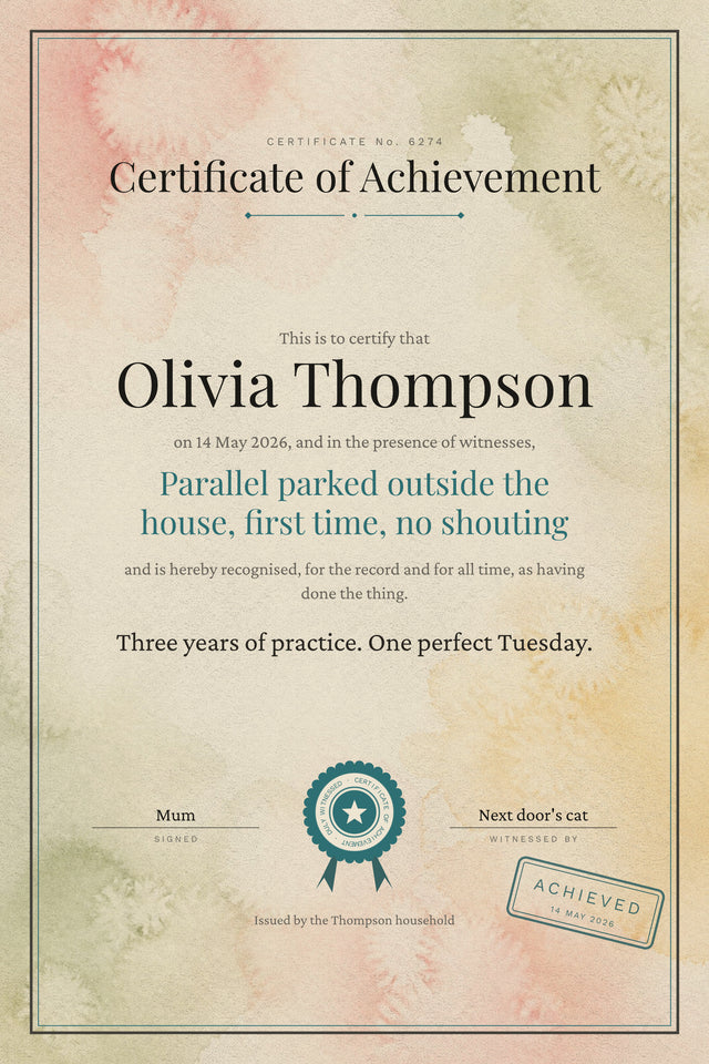 The Certificate print example
