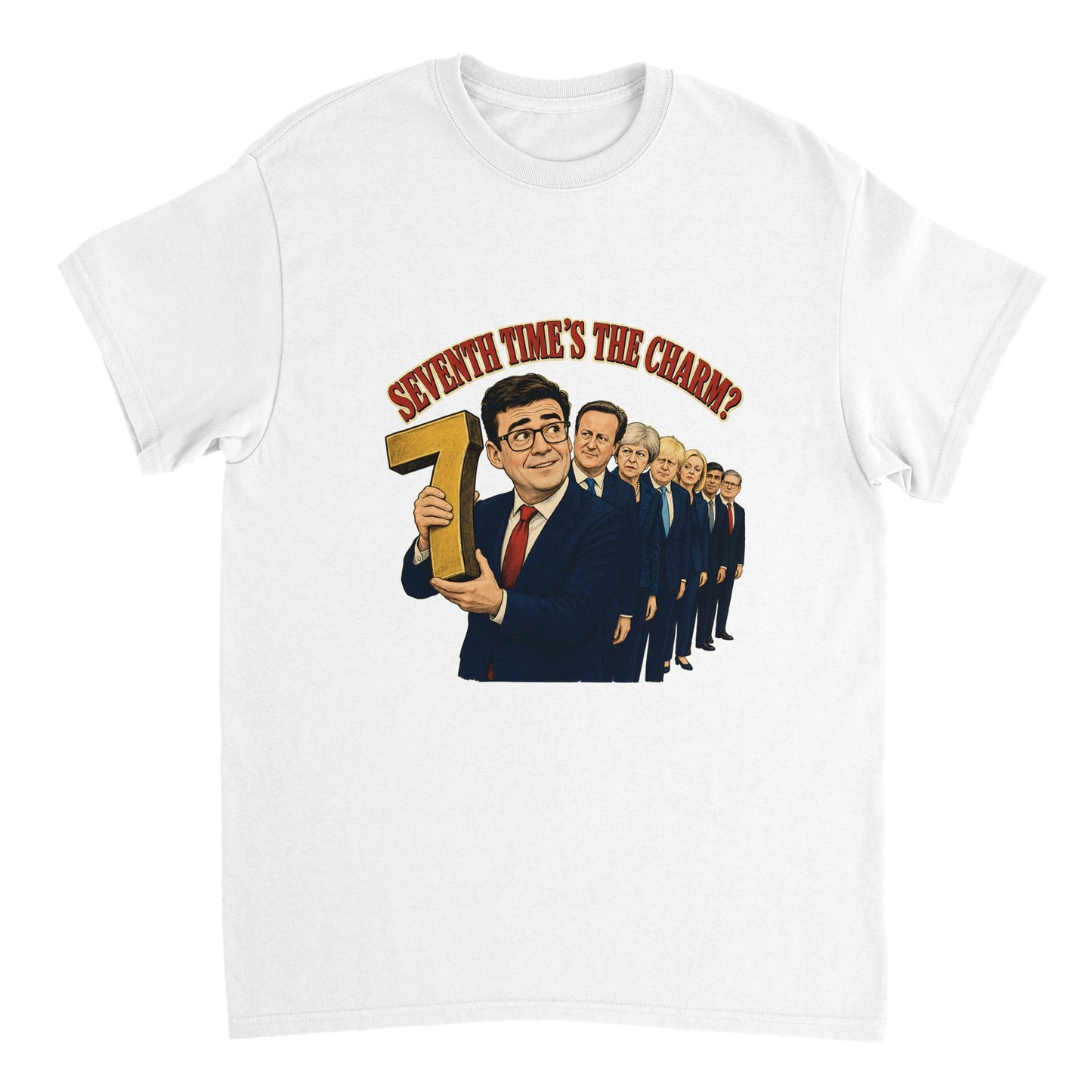 Seventh Time’s the Charm? UK Prime Minister Caricature T-shirt — product view 7