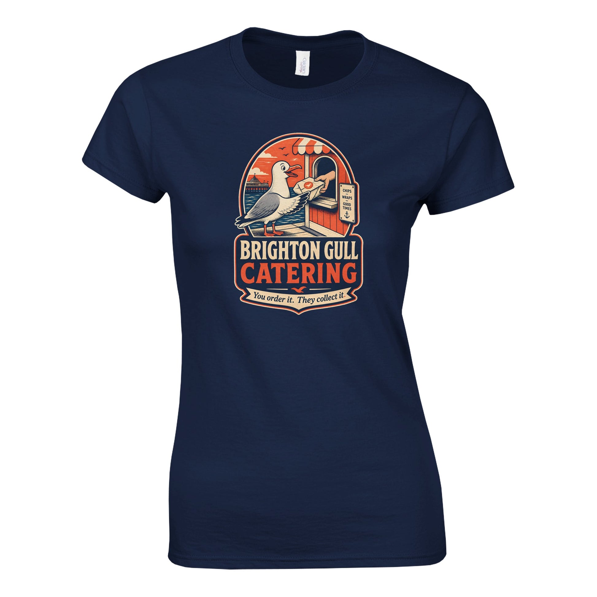 Brighton Gull Catering — Illustrated Women's T-shirt — product view 8
