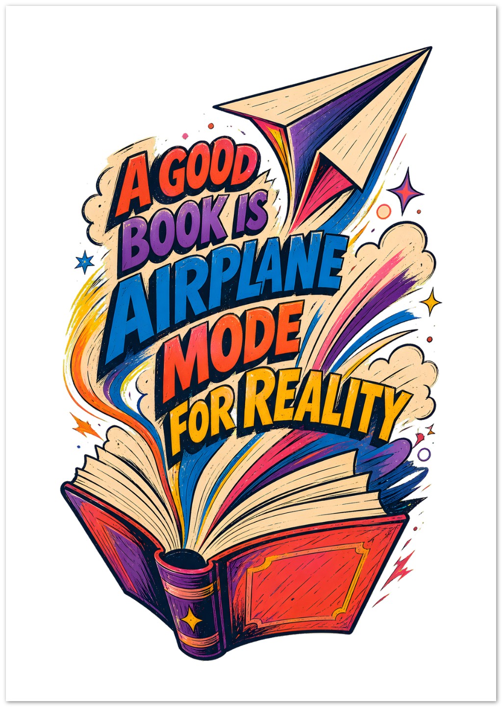 A Good Book Is Airplane Mode for Reality Greeting Card Pack — product view 2