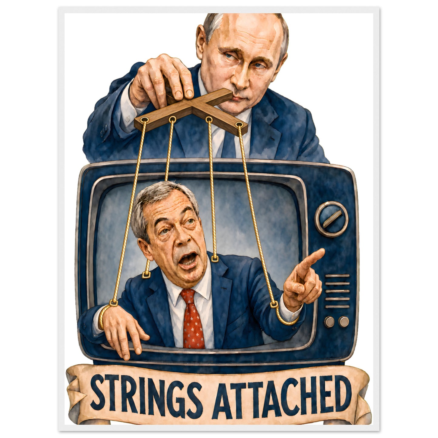 Strings Attached Political Satire Framed Wall Art — product view 7