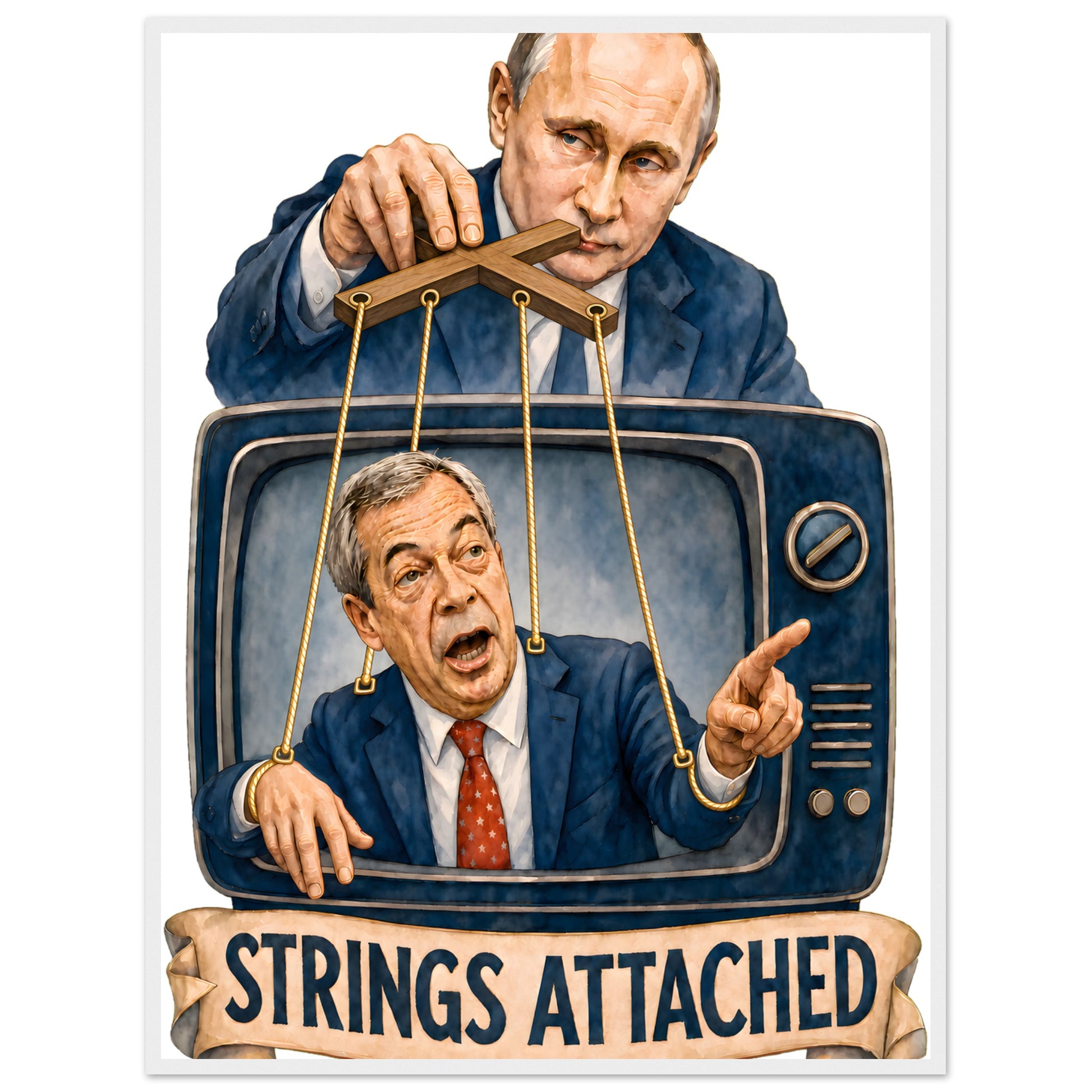 Strings Attached Political Satire Framed Wall Art — product view 7