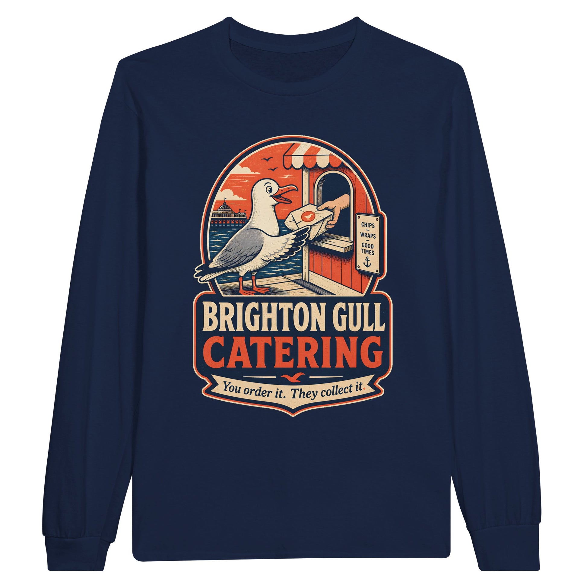 Brighton Gull Catering — Illustrated Long-Sleeve T-shirt — product view 11
