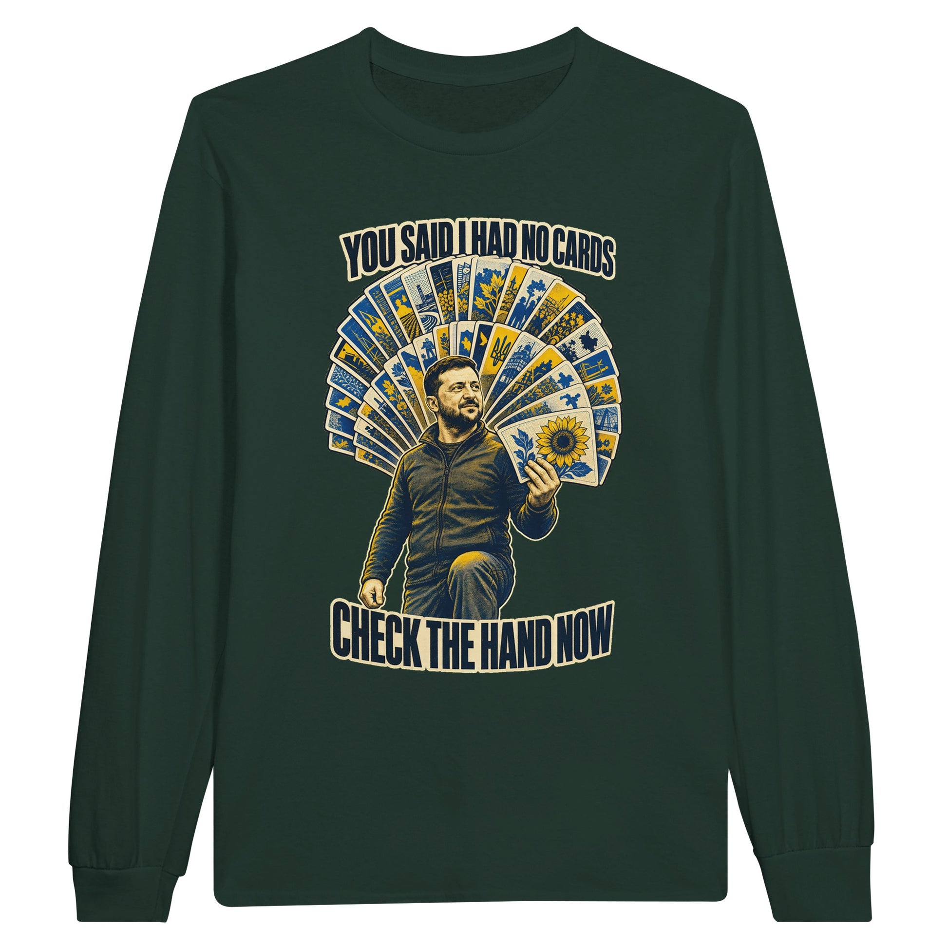 You Said I Had No Cards – Zelenskyy Satire Long-Sleeve T-shirt — product view 5
