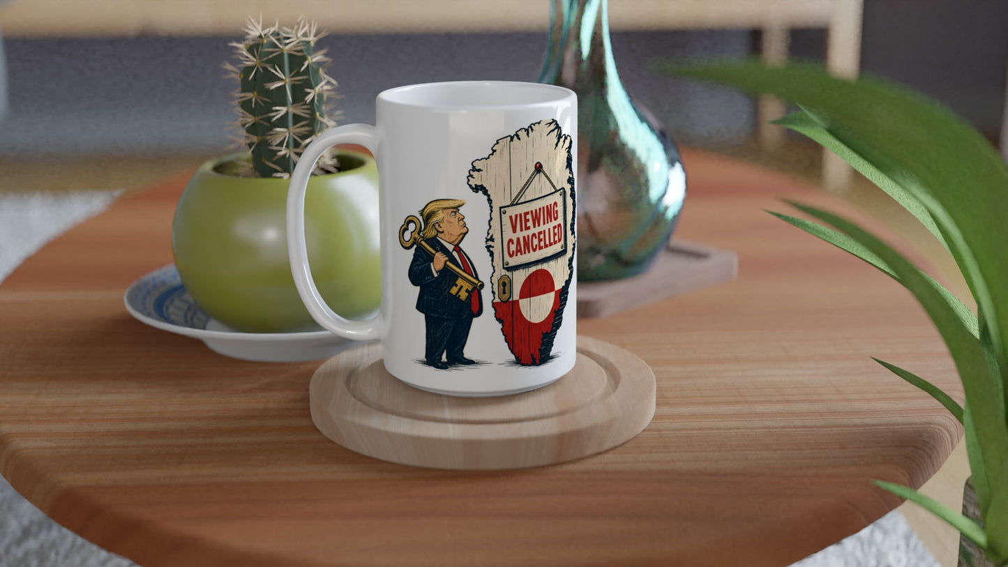 Viewing Cancelled — Greenland Political Satire Large Mug — product view 4