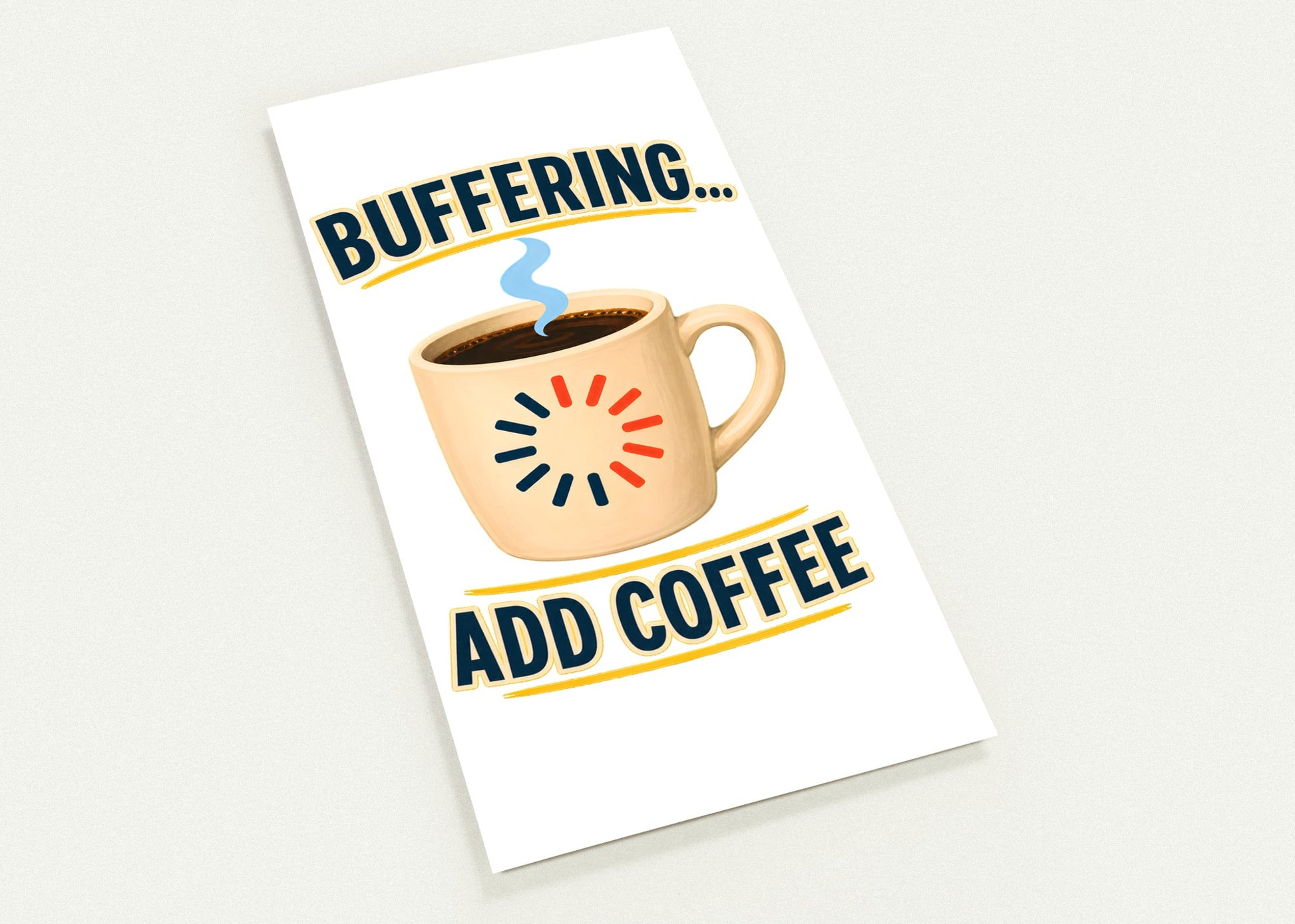Buffering... Add Coffee — Outlined Loading Mug Graphic Postcard Pack — product view 1