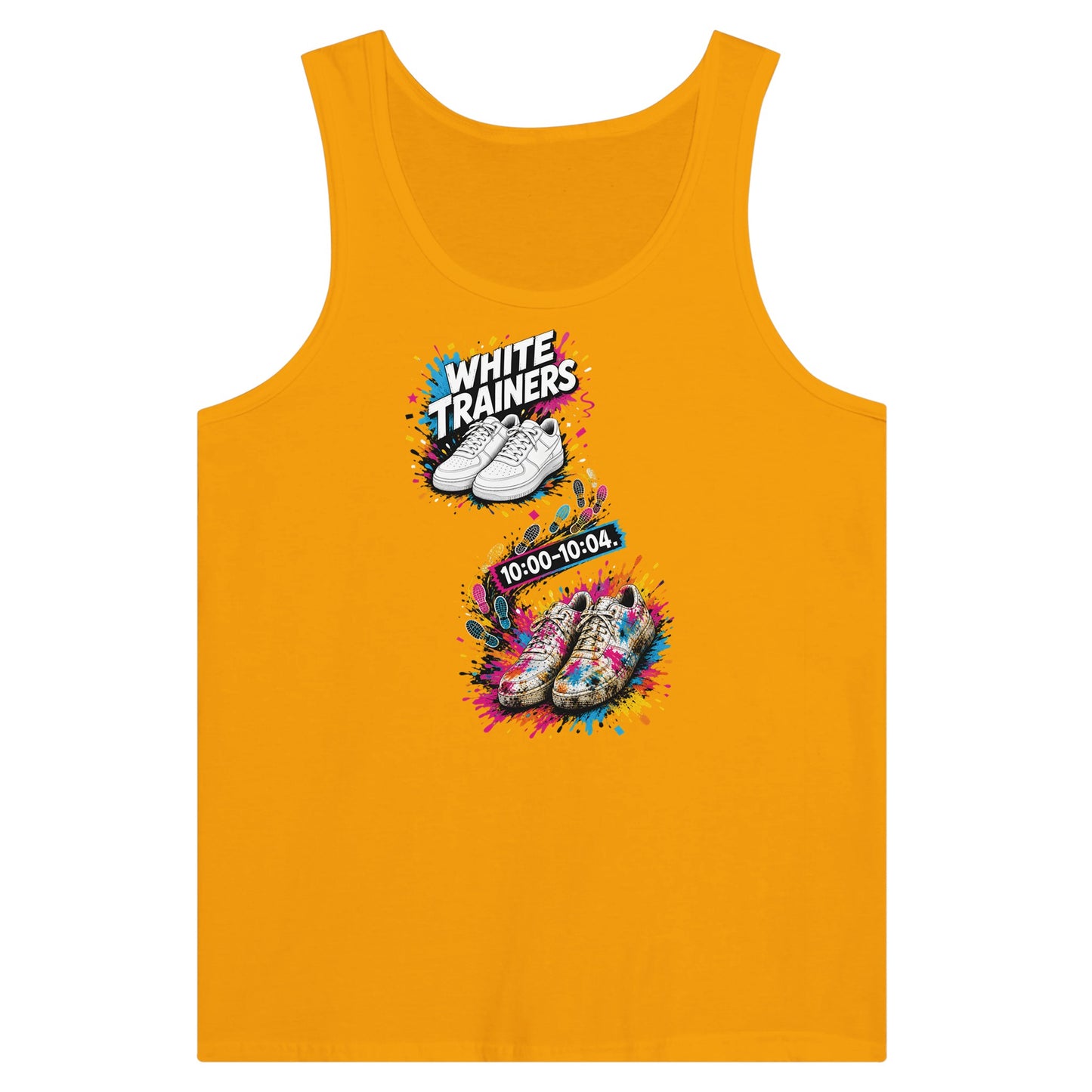 White Trainers: 10:00–10:04 Premium Unisex Tank Top — product view 11