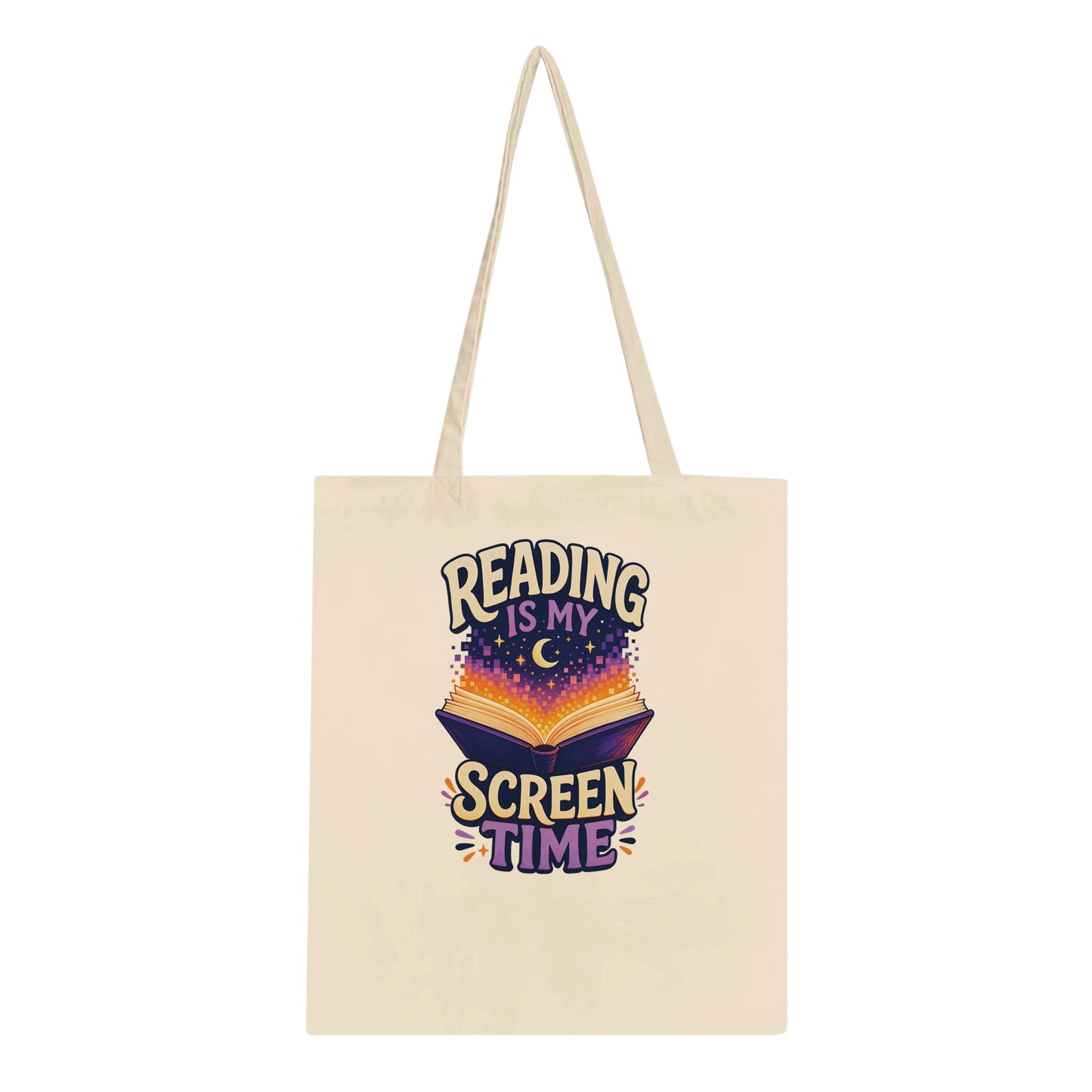 Reading Is My Screen Time Book Graphic Tote Bag — product view 1