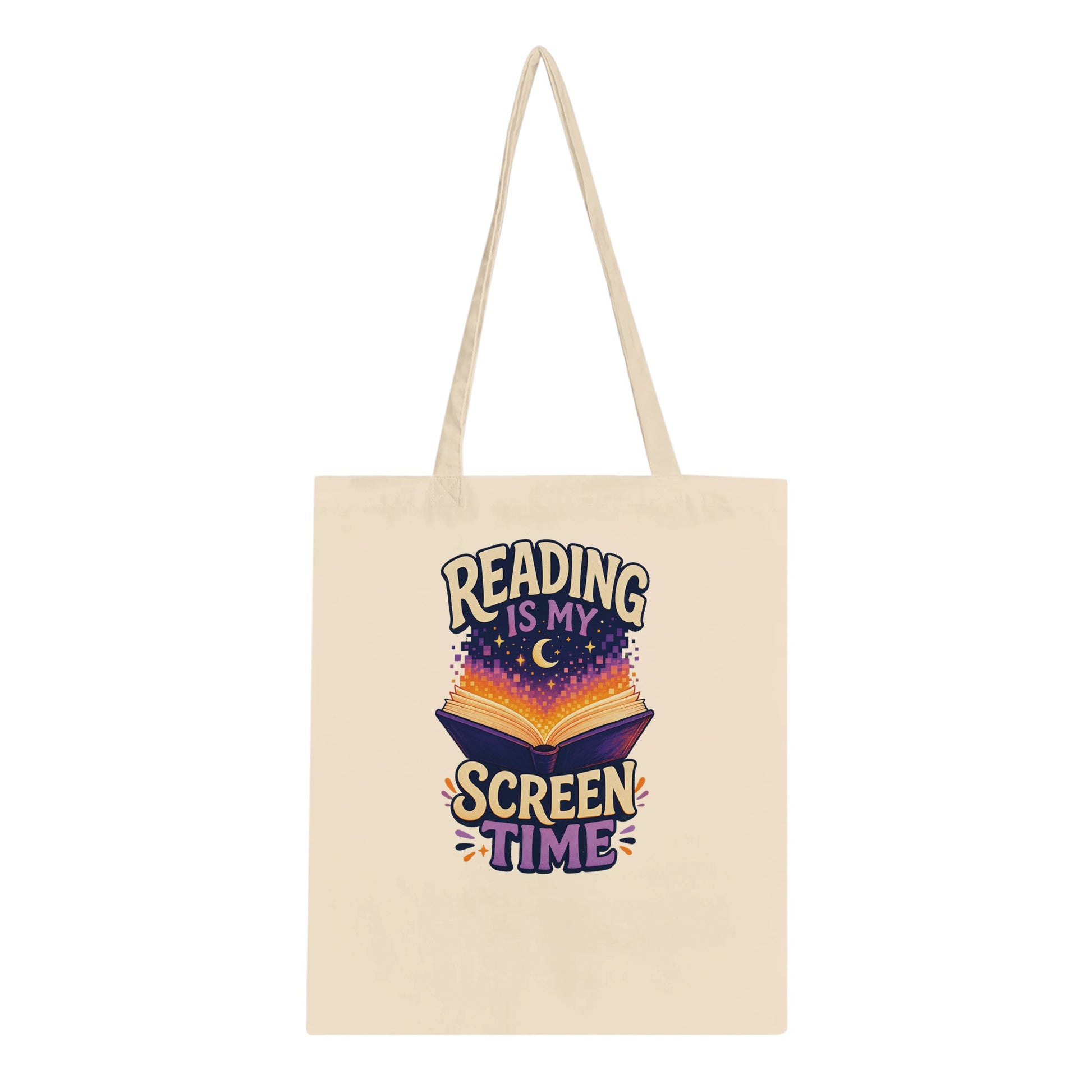 Reading Is My Screen Time Book Graphic Tote Bag — product view 2