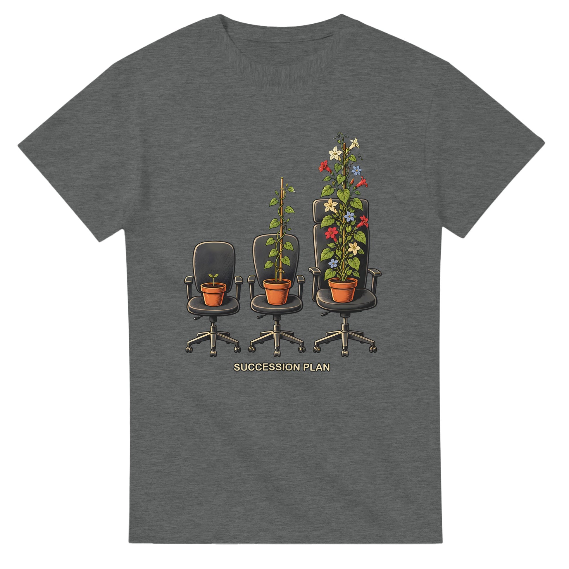 Succession Plan Office Chair Garden Graphic T-shirt — product view 3