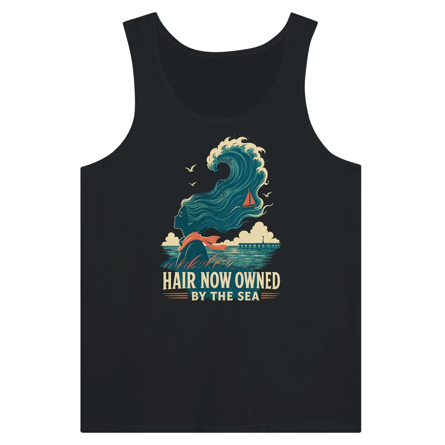 Hair Now Owned by the Sea Premium Unisex Tank Top — product view 8