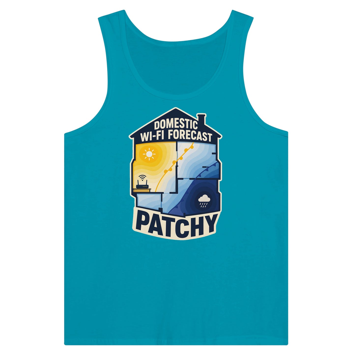 Domestic Wi-Fi Forecast Patchy Premium Unisex Tank Top — product view 2