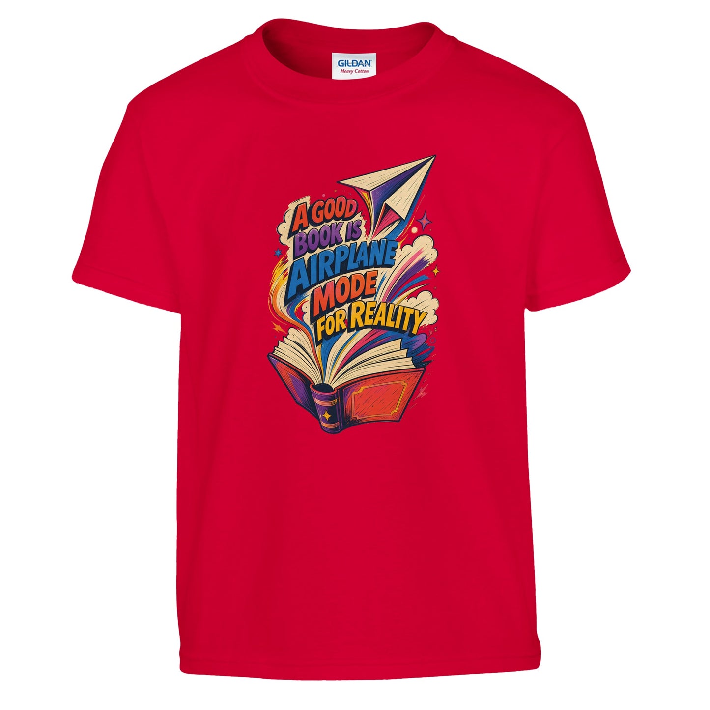 A Good Book Is Airplane Mode for Reality Kids' T-shirt — product view 5