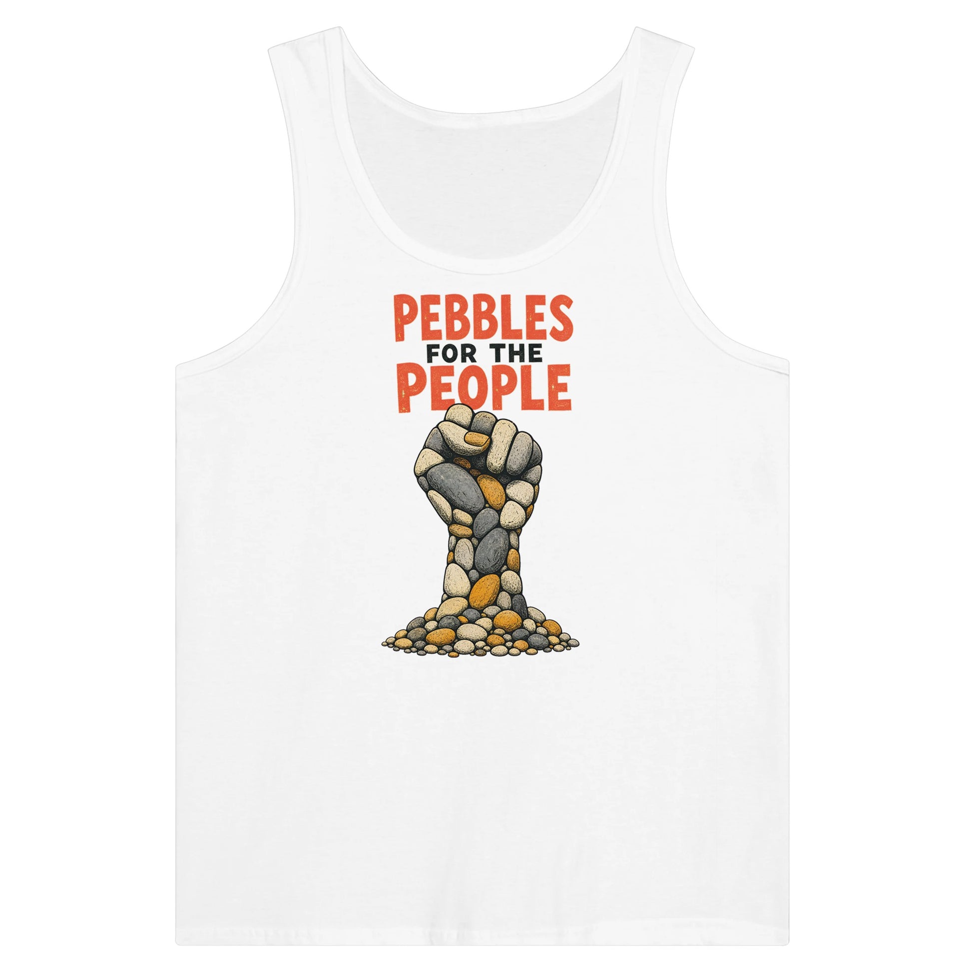Pebbles for the People Graphic Premium Unisex Tank Top — product view 1