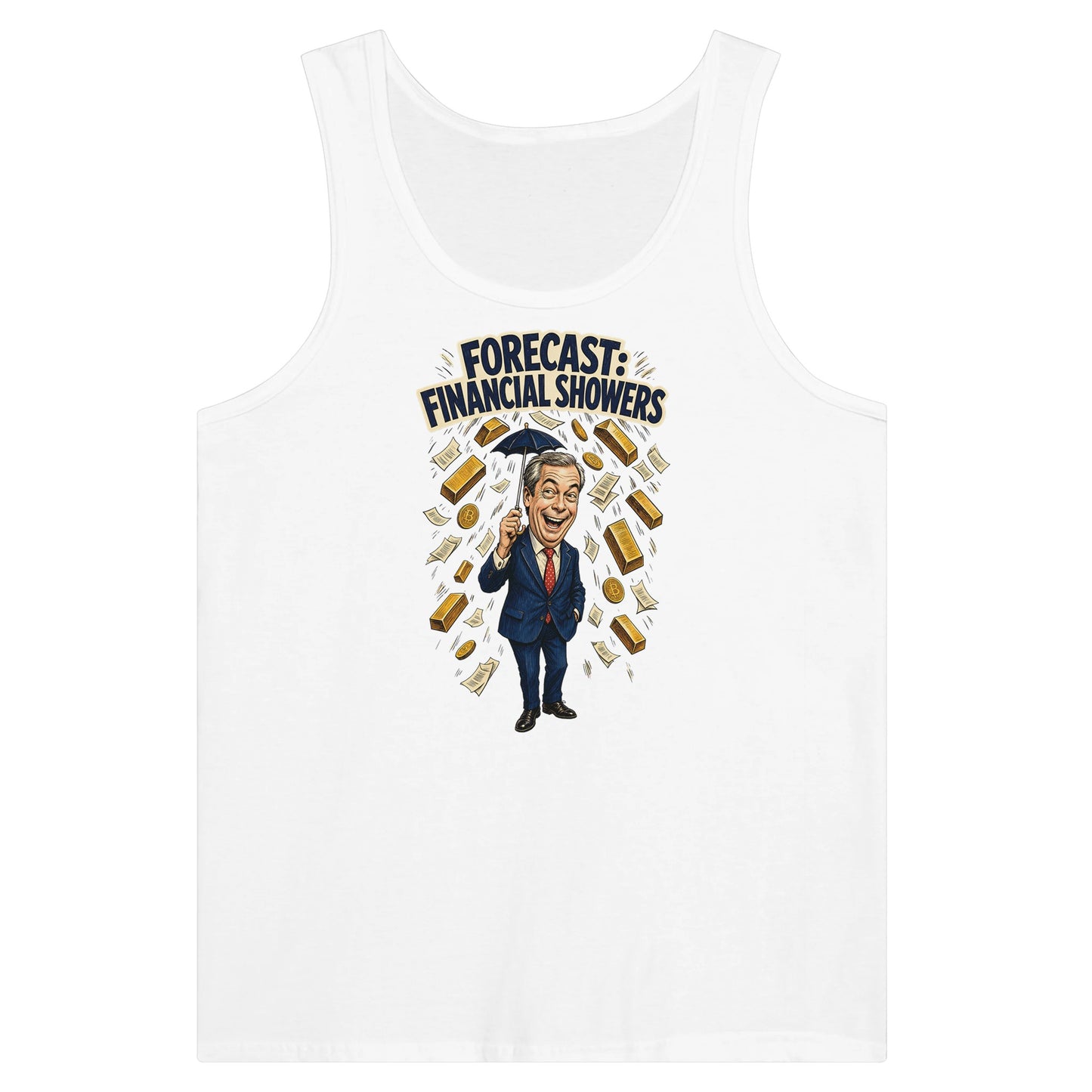 Forecast: Financial Showers Premium Unisex Tank Top — product view 1