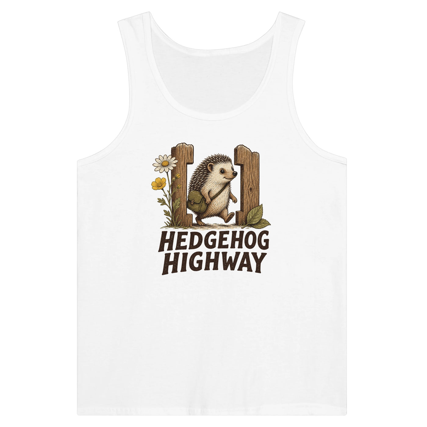 Hedgehog Highway Garden Graphic Premium Unisex Tank Top
