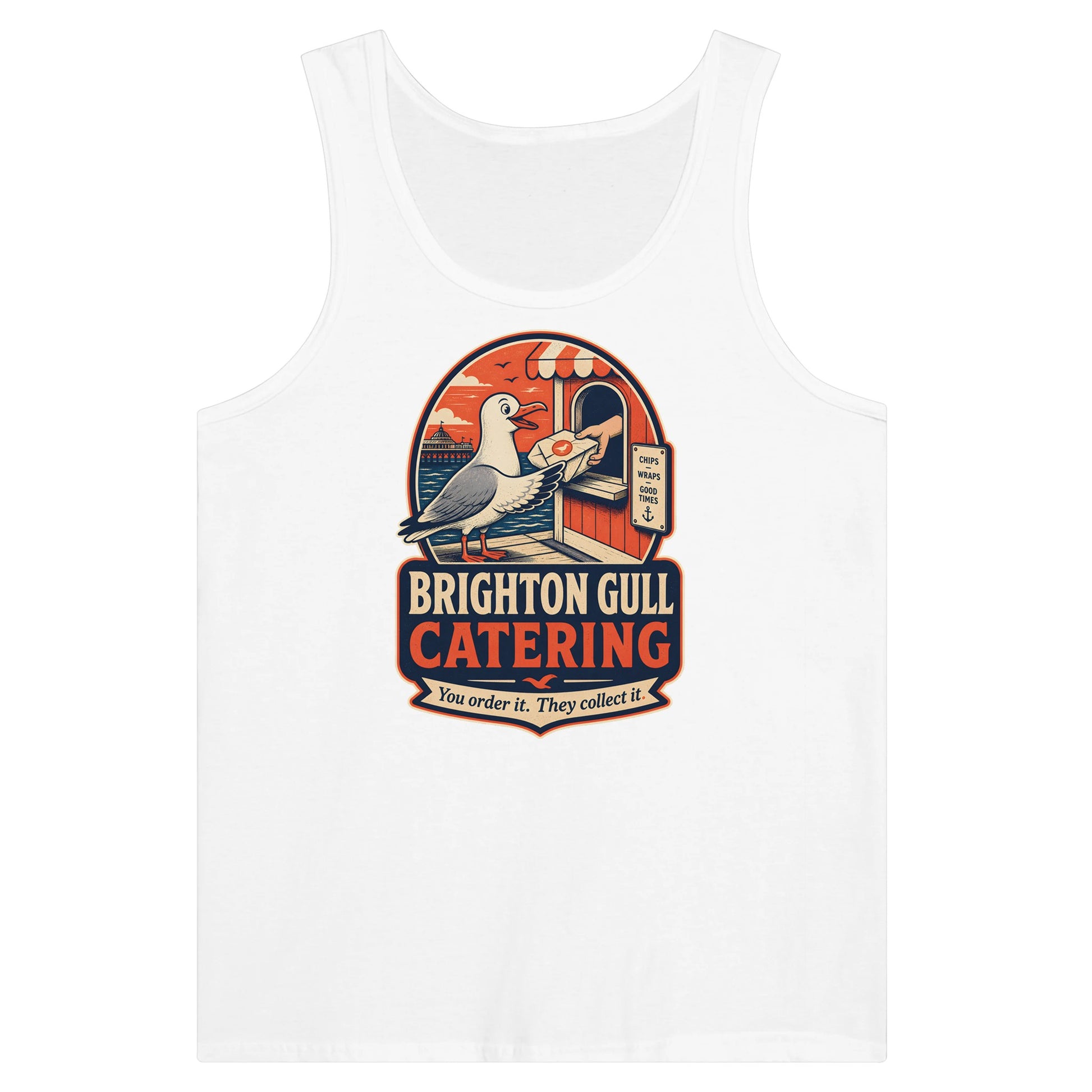 Brighton Gull Catering — Illustrated Premium Unisex Tank Top — product view 1