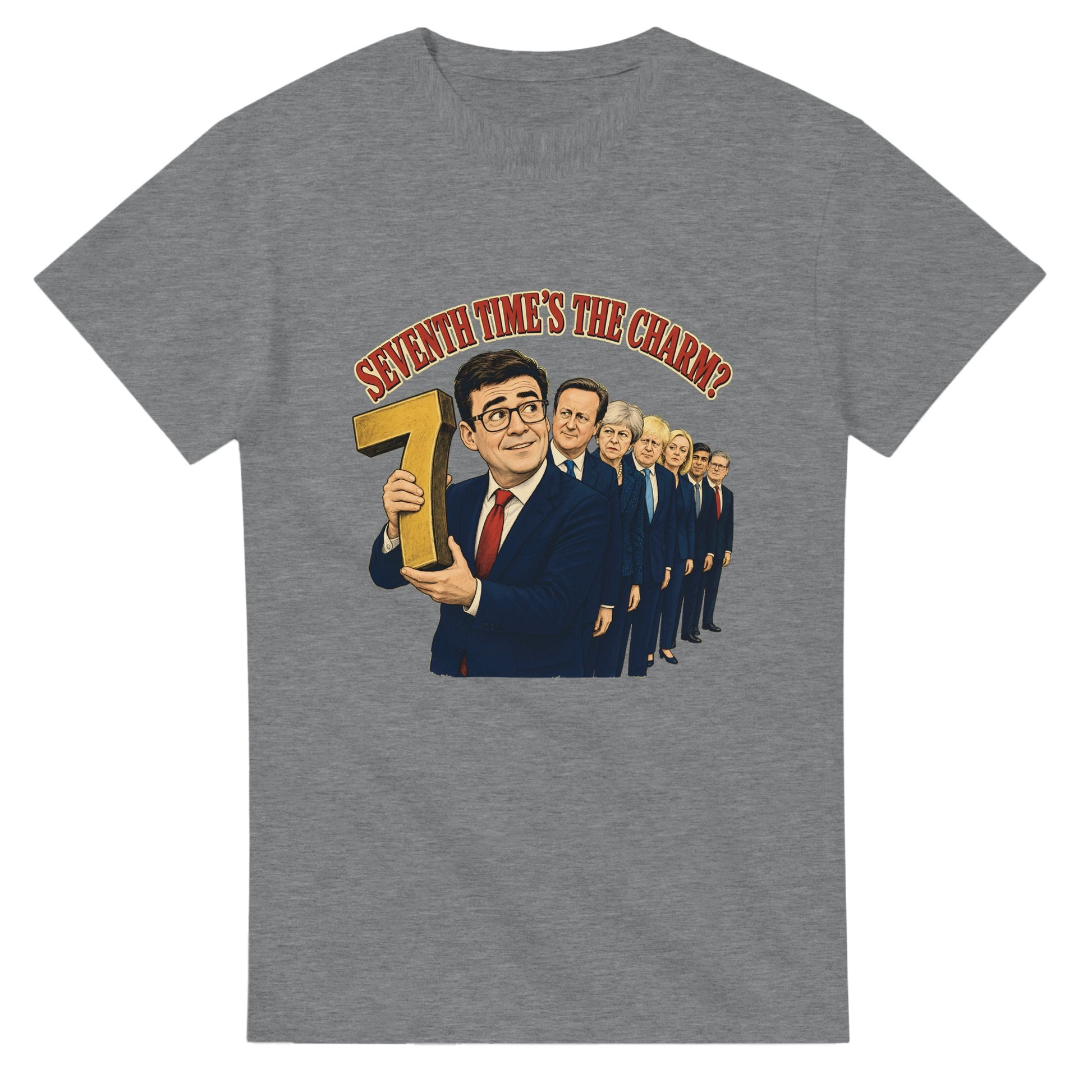 Seventh Time’s the Charm? UK Prime Minister Caricature T-shirt — product view 12