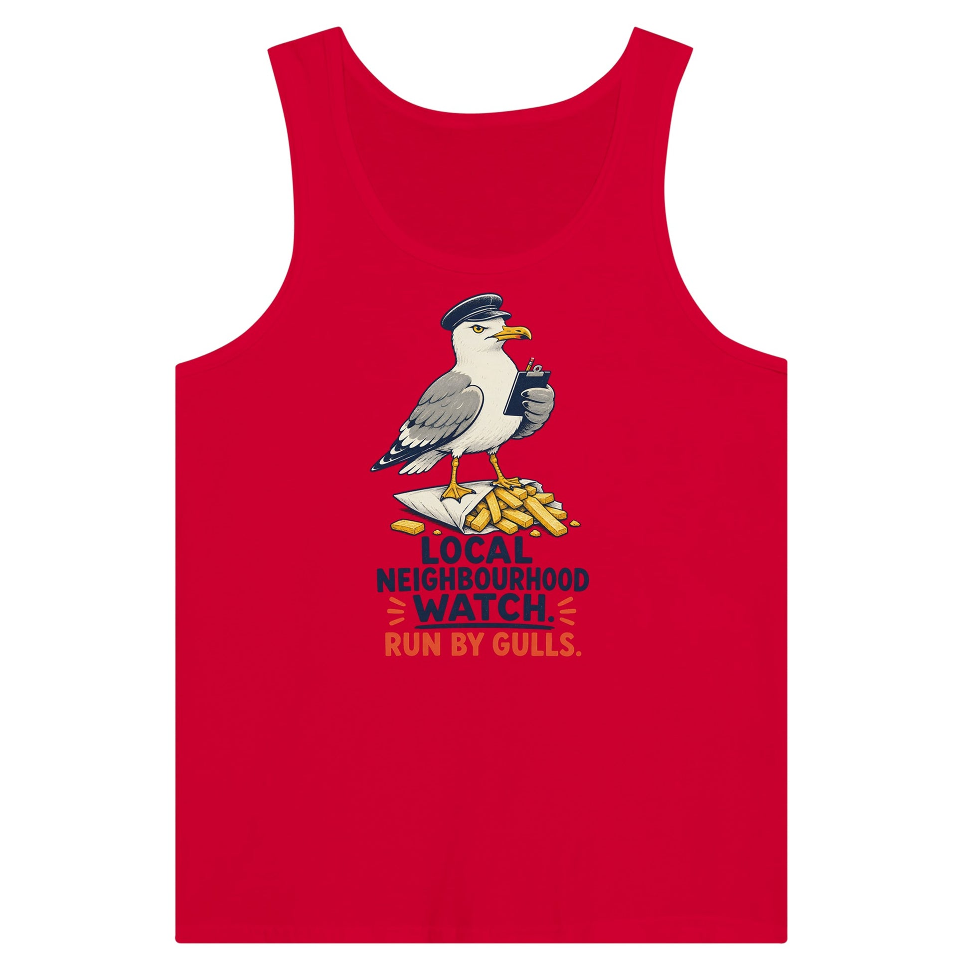 Local Neighbourhood Watch: Run by Gulls Premium Unisex Tank Top — product view 12