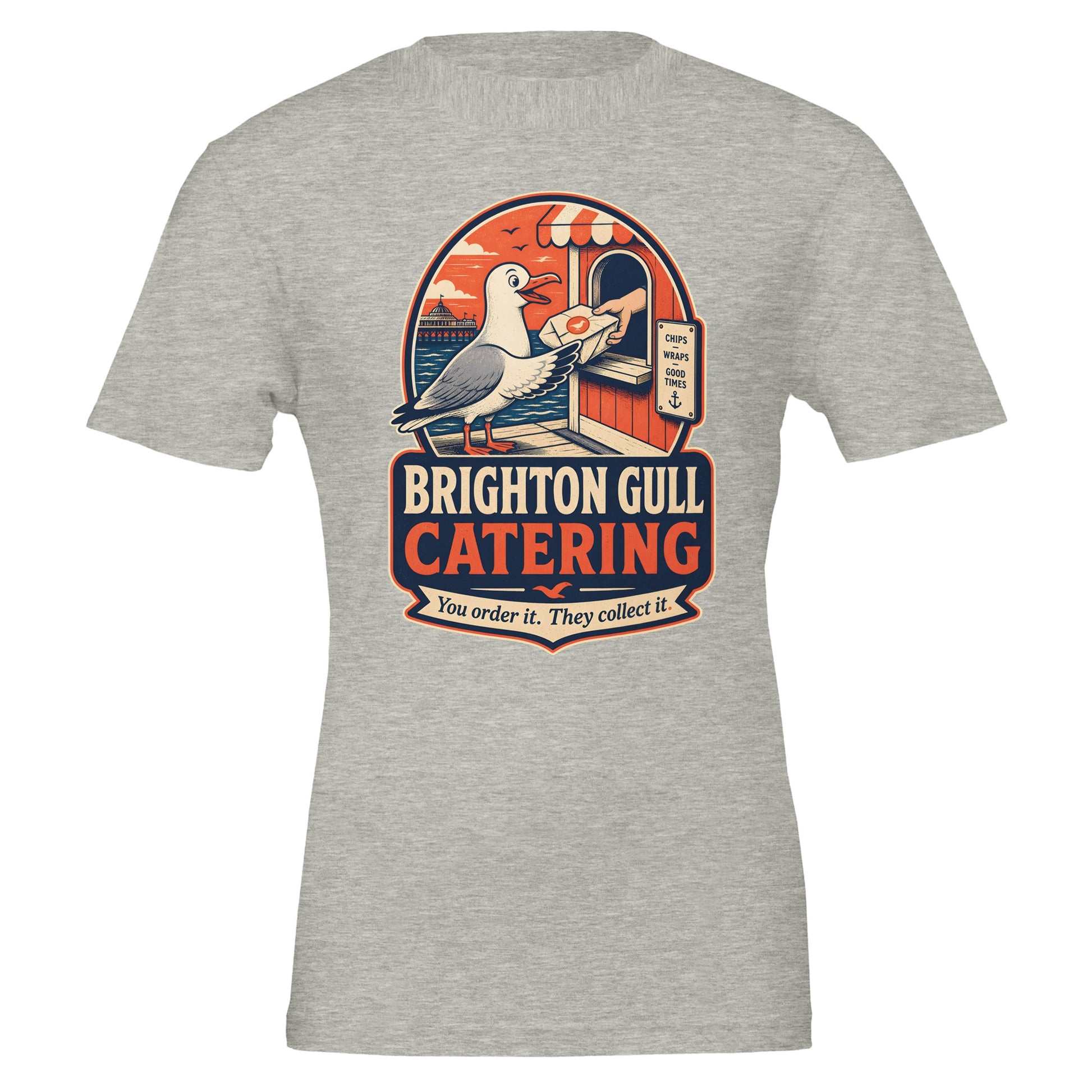 Brighton Gull Catering T-shirt — Illustrated — product view 4