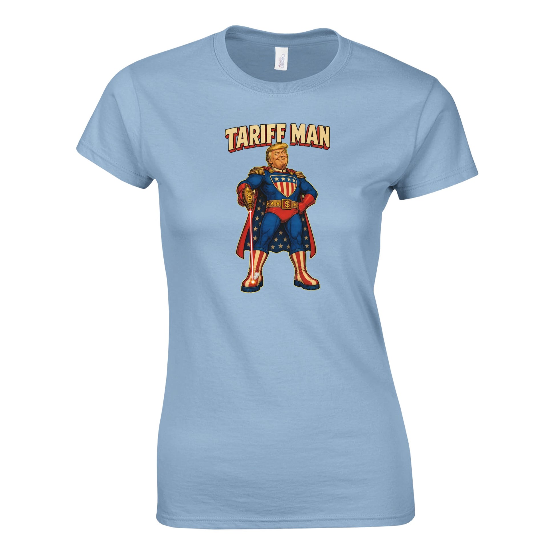 Tariff Man – Self-Shot Satire Women's T-shirt — product view 3