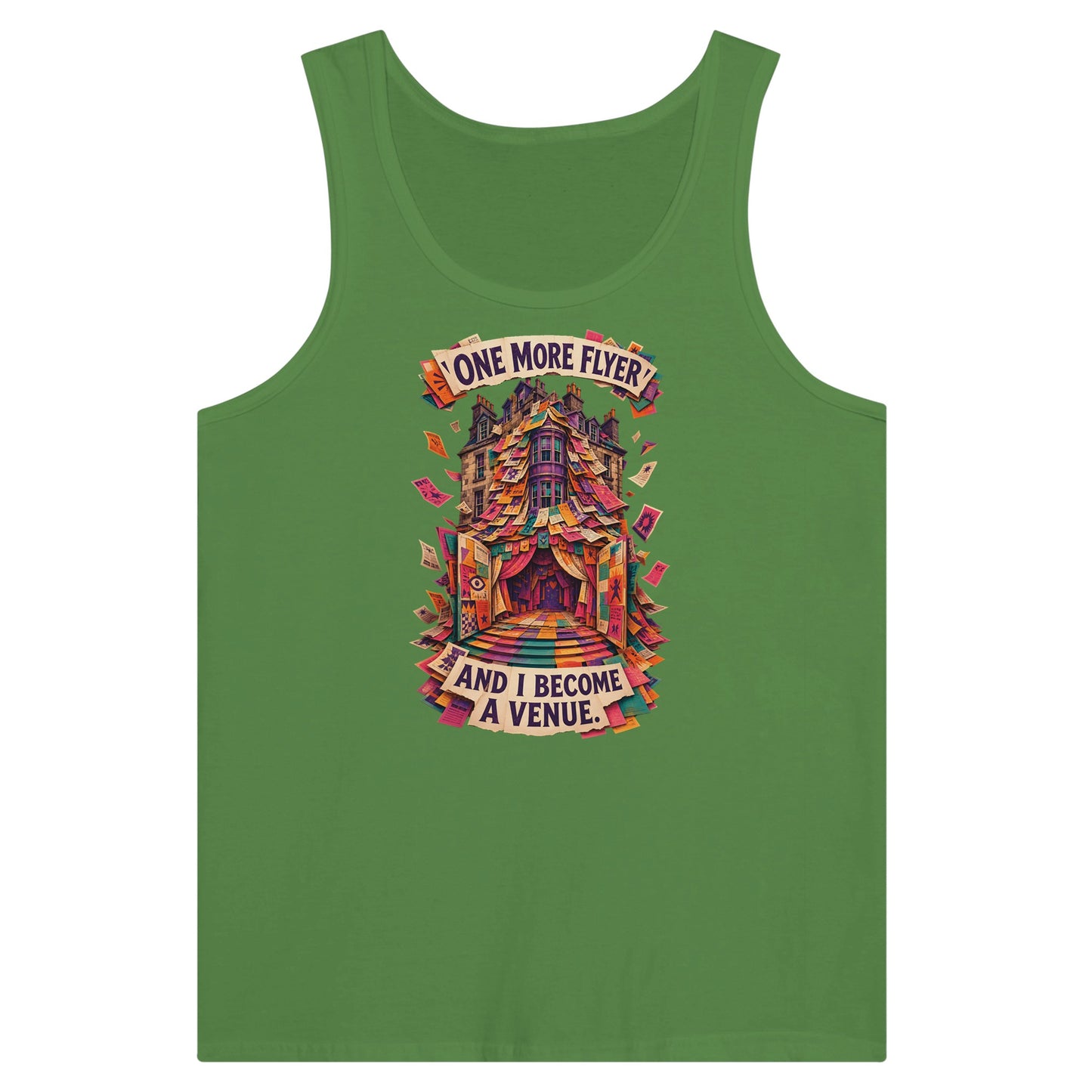 One More Flyer and I Become a Venue Premium Unisex Tank Top — product view 13
