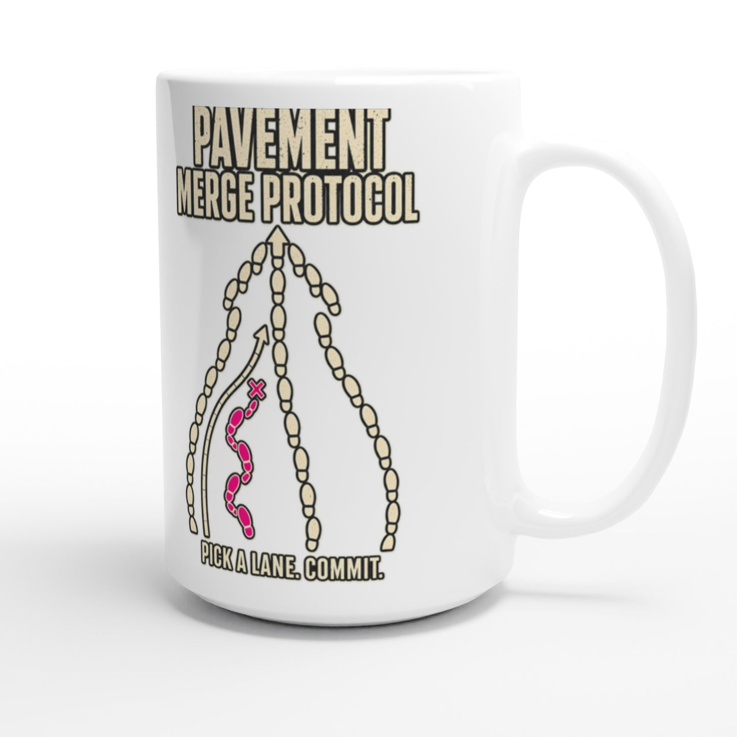 Pavement Merge Protocol — Pick a Lane Large Mug — product view 3