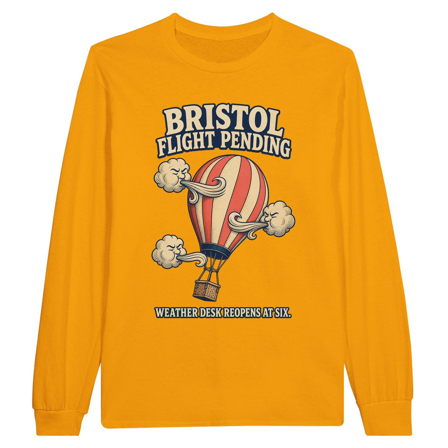 Bristol Flight Pending – Weather Desk Long-Sleeve T-shirt — product view 4