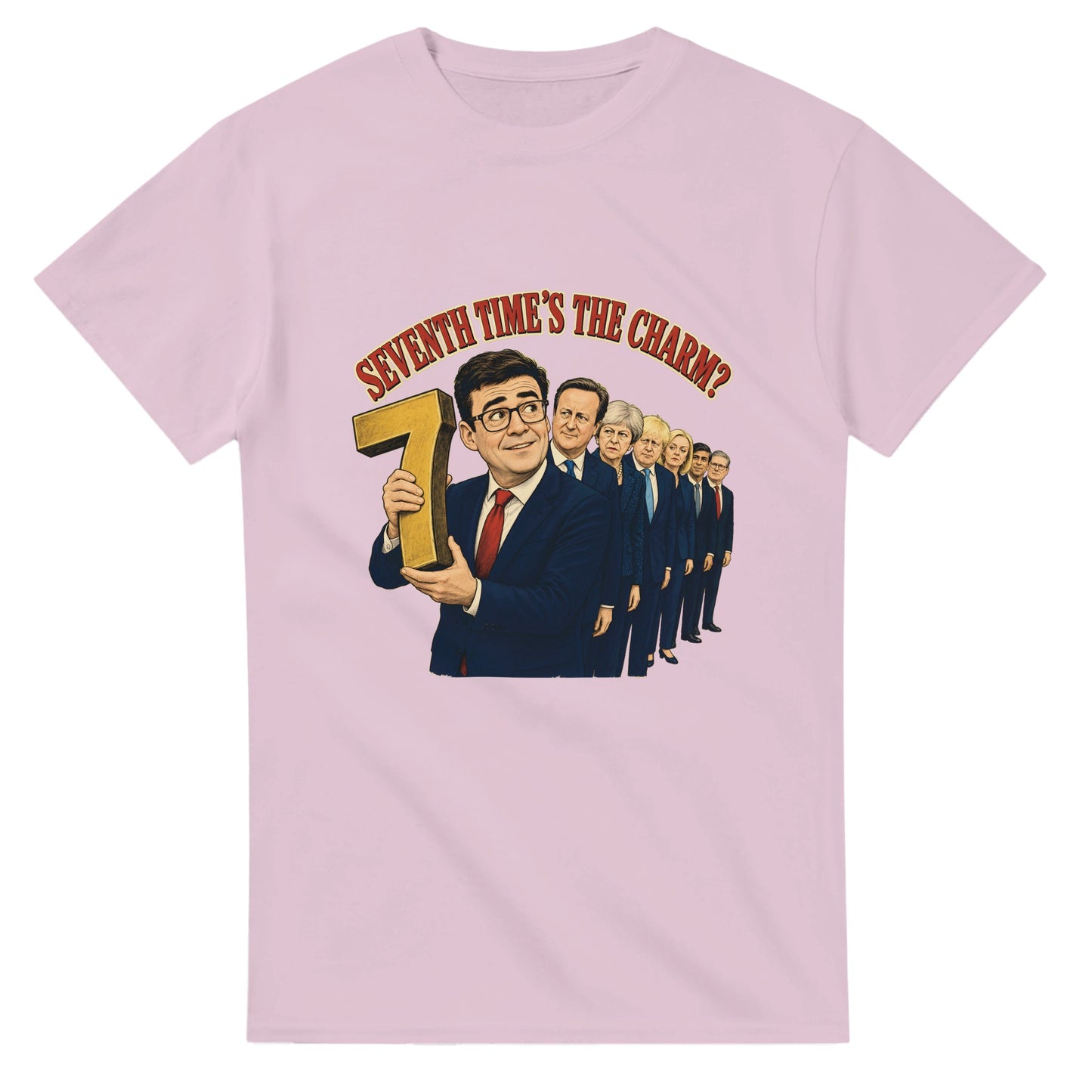 Seventh Time’s the Charm? UK Prime Minister Caricature T-shirt — product view 4