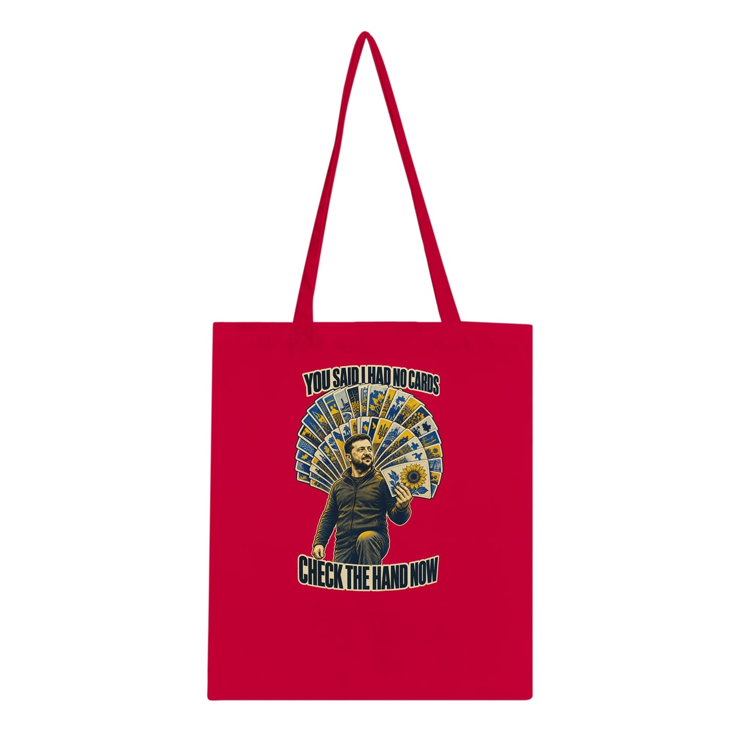 You Said I Had No Cards – Zelenskyy Satire Tote Bag — product view 4