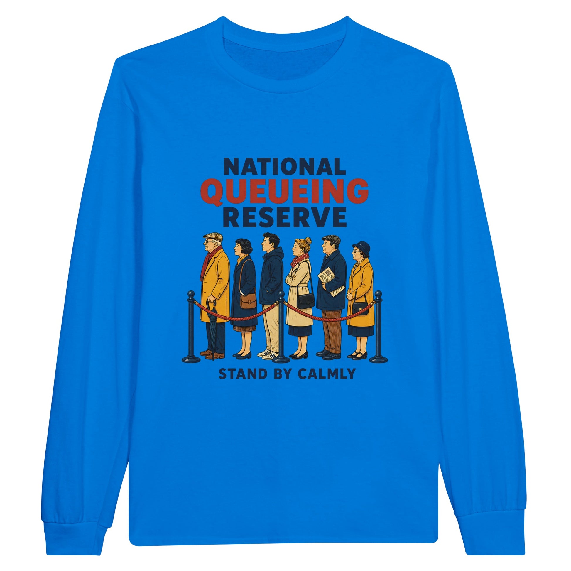 National Queueing Reserve – British Queue Graphic Long-Sleeve T-shirt — product view 3