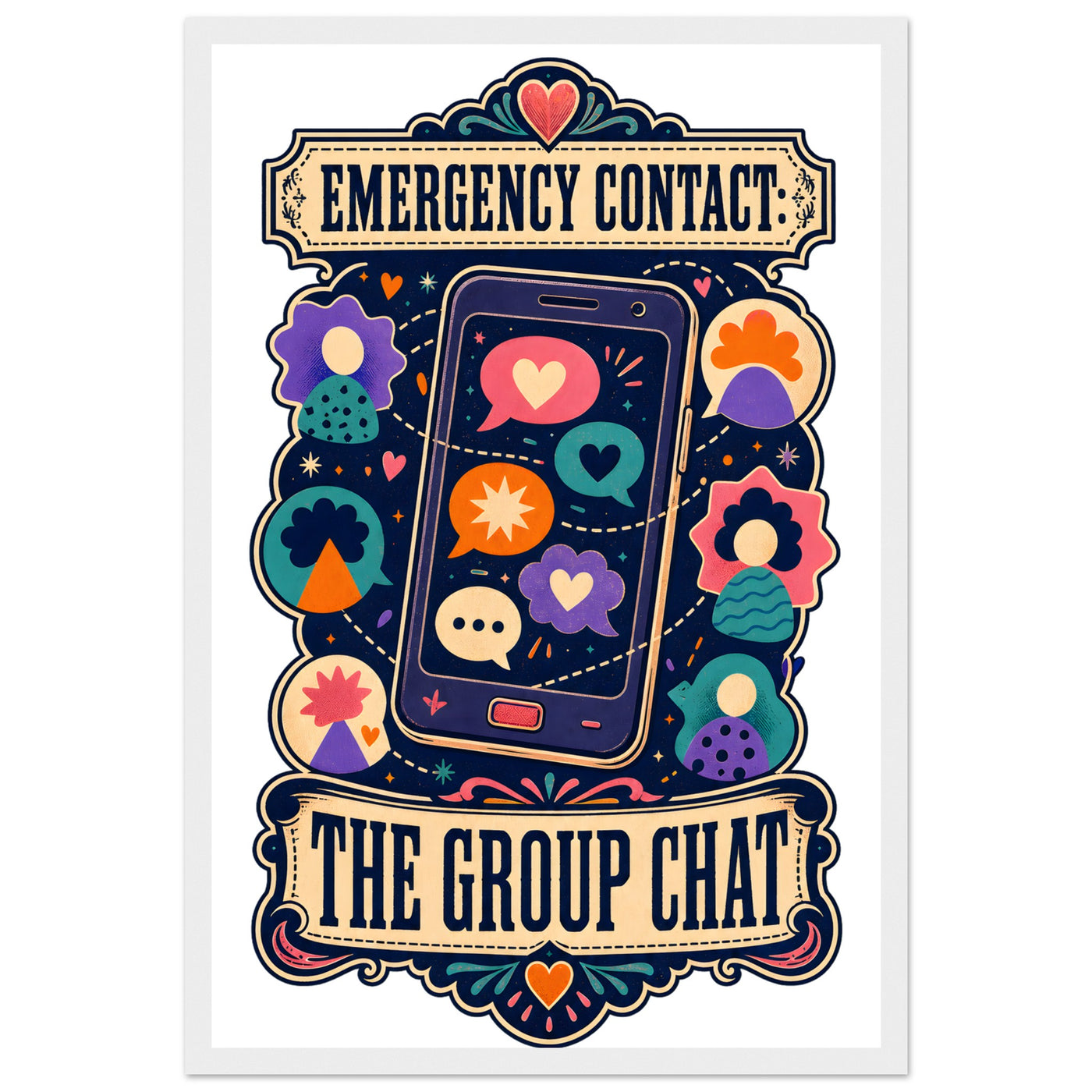 Emergency Contact — The Group Chat Framed Wall Art