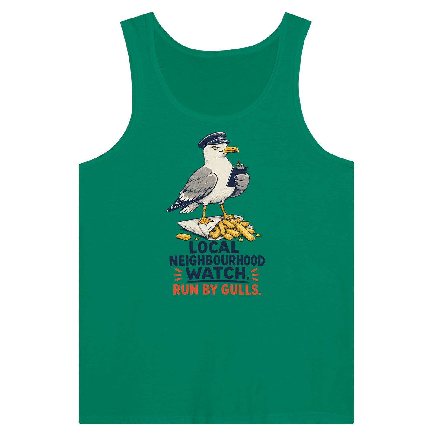 Local Neighbourhood Watch: Run by Gulls Premium Unisex Tank Top — product view 10